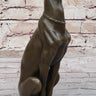 Greyhound Whippet Slender Dog Bronze Metal Modern Art Sculpture Statue Figure Marble Base