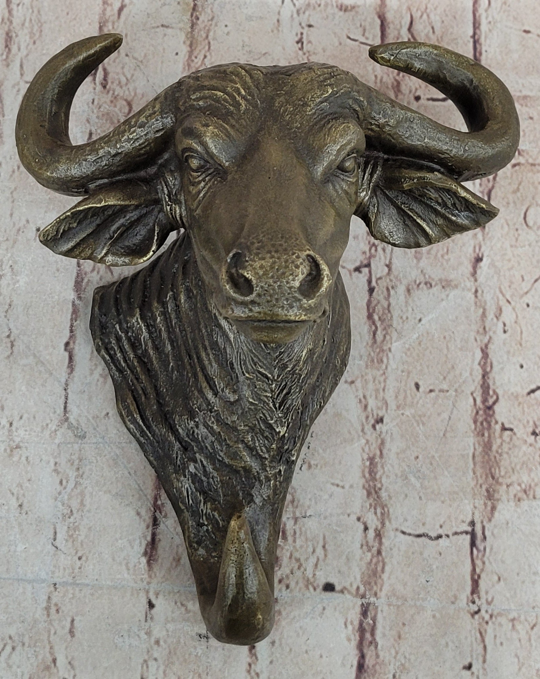 Bull Steer Buffalo Cow Cattle Bronze Metal Wall Mounted Head Original Signed Art