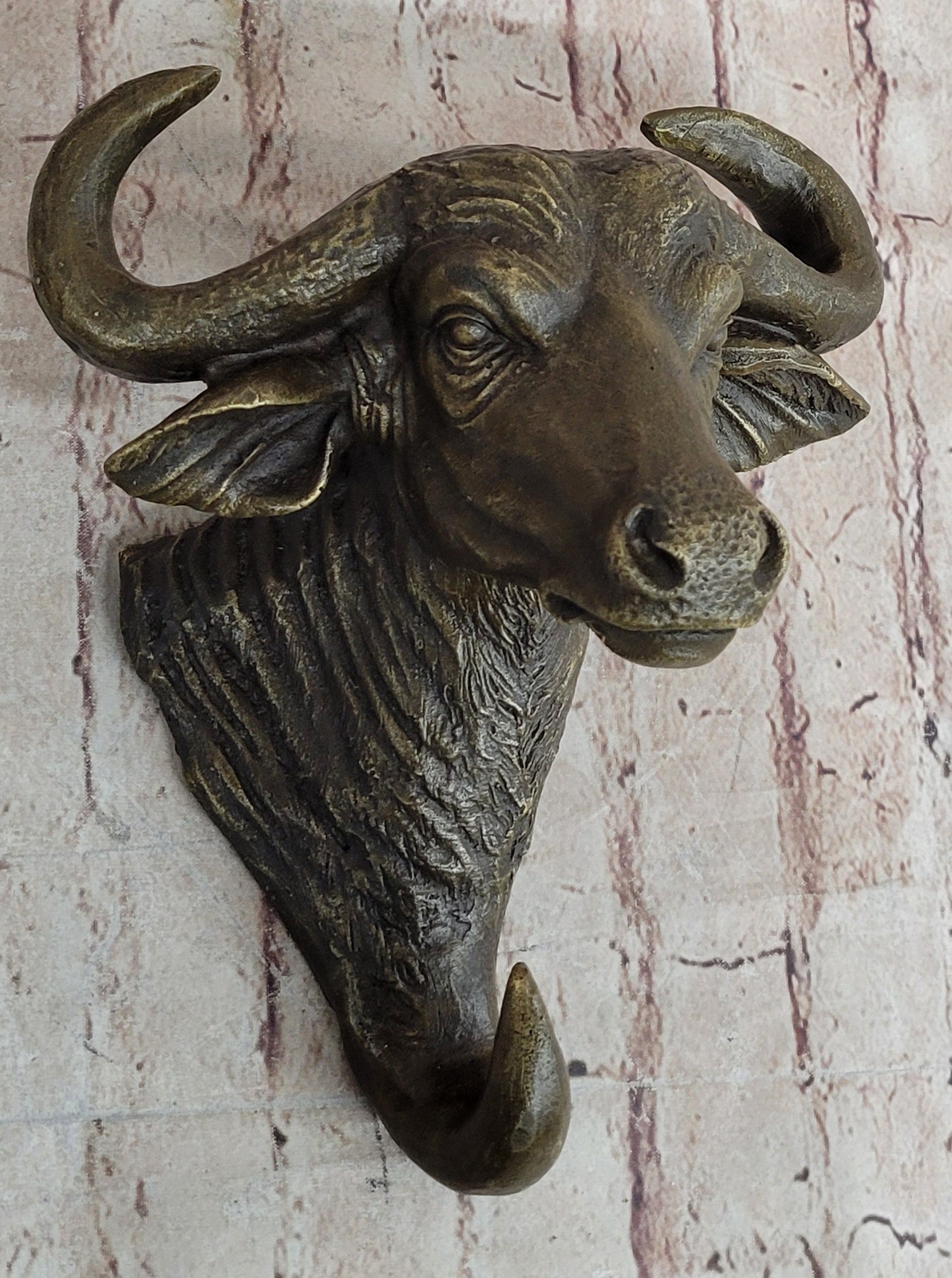 Bull Steer Buffalo Cow Cattle Bronze Metal Wall Mounted Head Original Signed Art