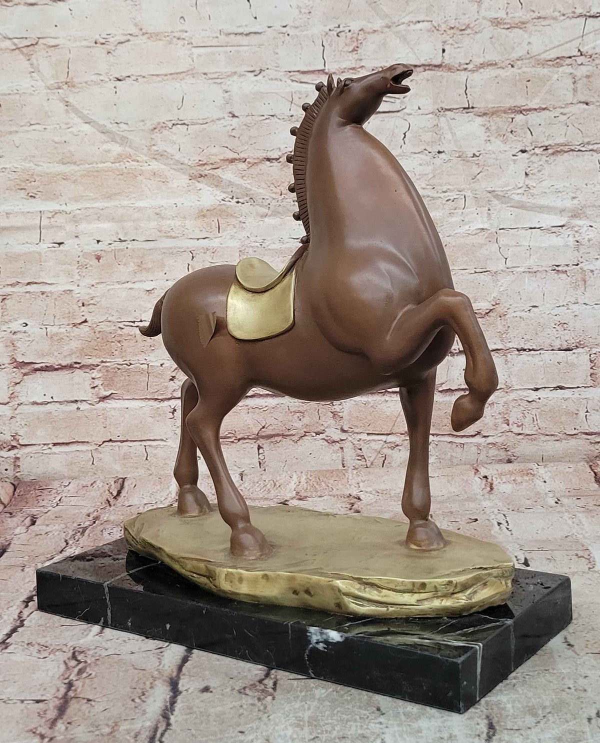 Bronze Prancing Horse Statue Abstract Equine Decor