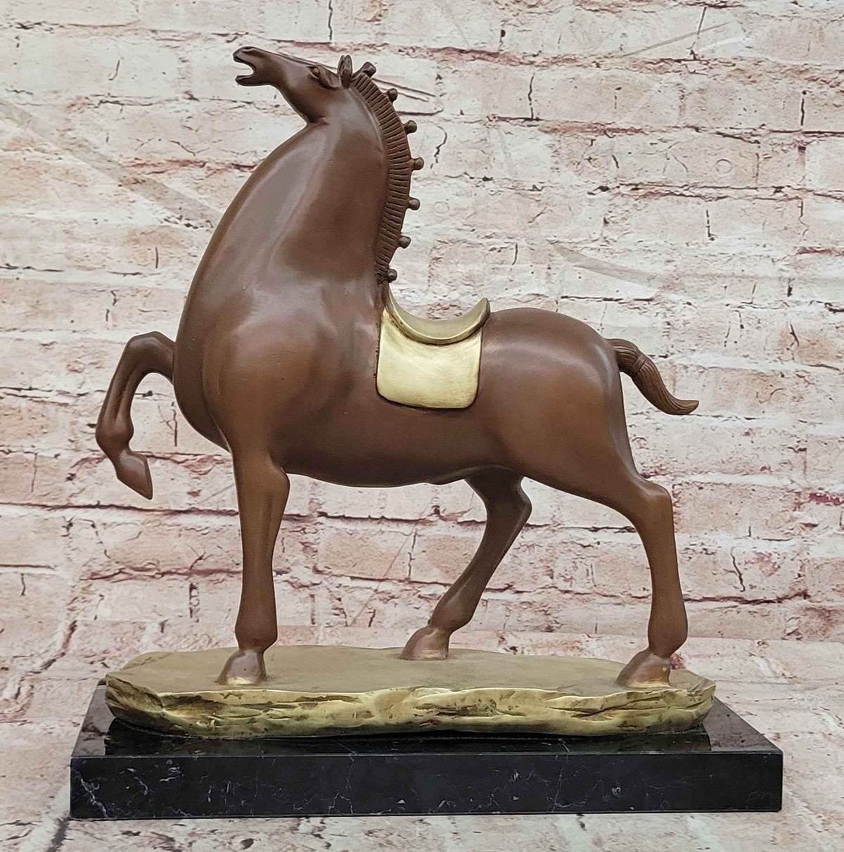 Bronze Prancing Horse Statue Abstract Equine Decor