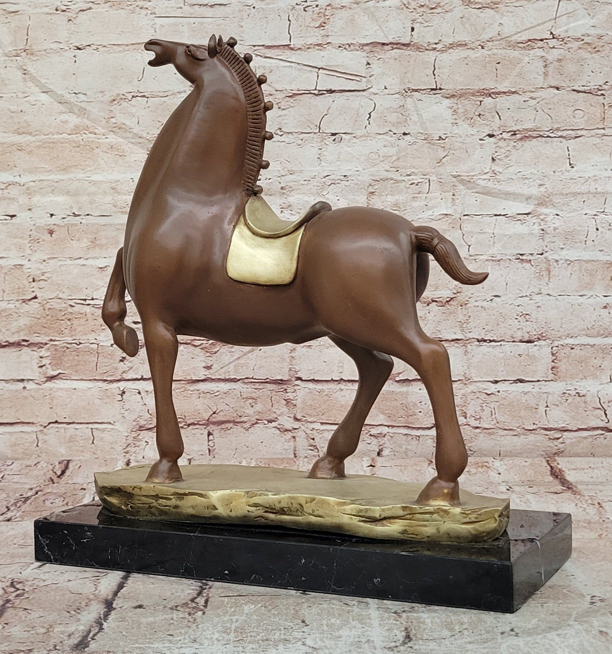 Bronze Prancing Horse Statue Abstract Equine Decor