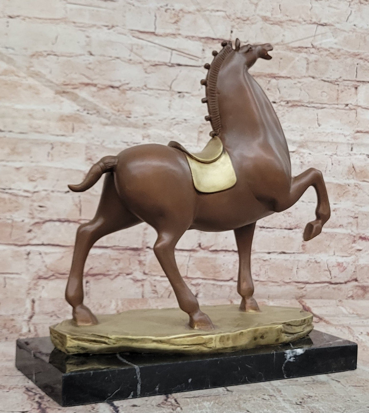 Bronze Prancing Horse Statue Abstract Equine Decor