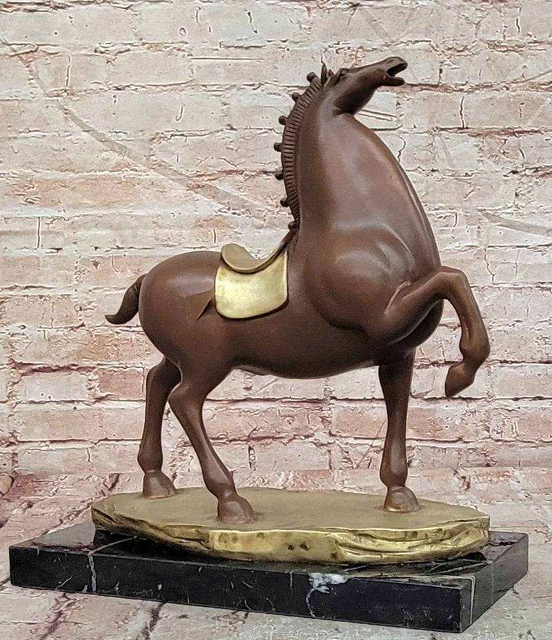 Bronze Prancing Horse Statue Abstract Equine Decor
