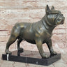 Bronze Bulldog Sculpture on Marble Base; Dog Lover Gift Decor