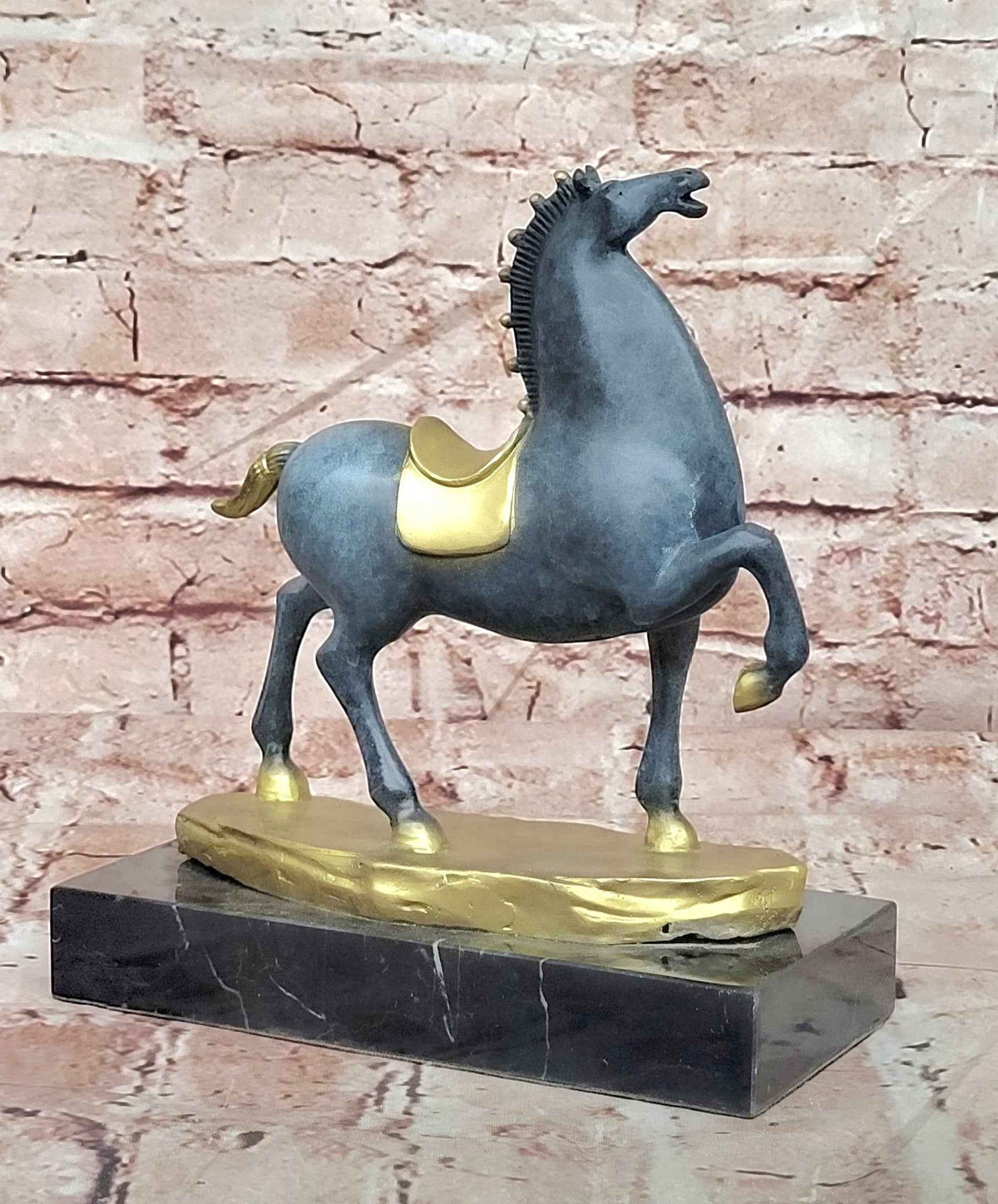 Modern Bronze Rearing Horse Statue Contemporary Equestrian Sculpture