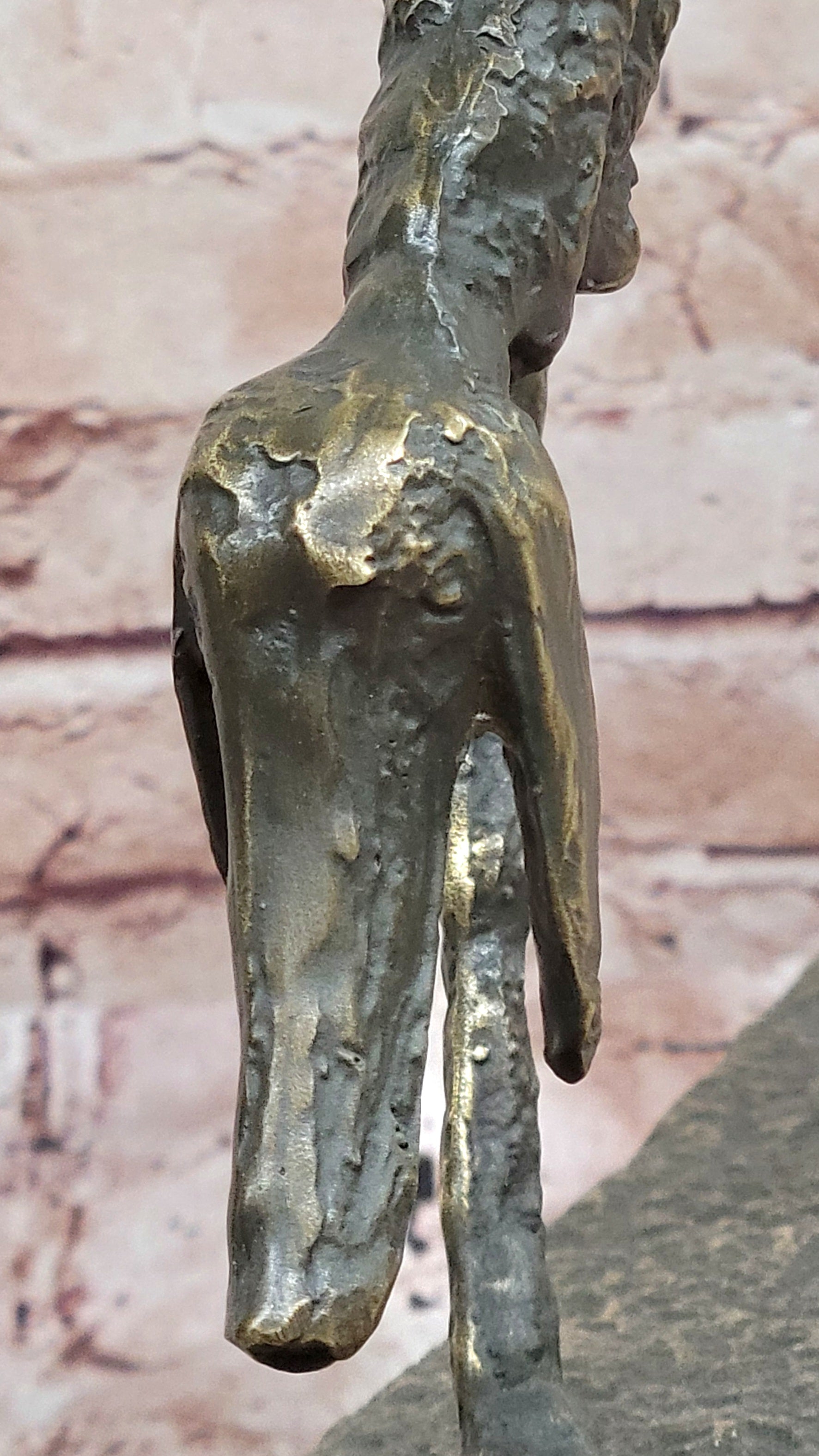 Abstract Surrealist Bronze Dog Sculpture Statue on Marble Base