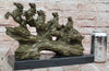 Eight Galloping Horses Bronze Sculpture on Marble Base Signed M. Lopez