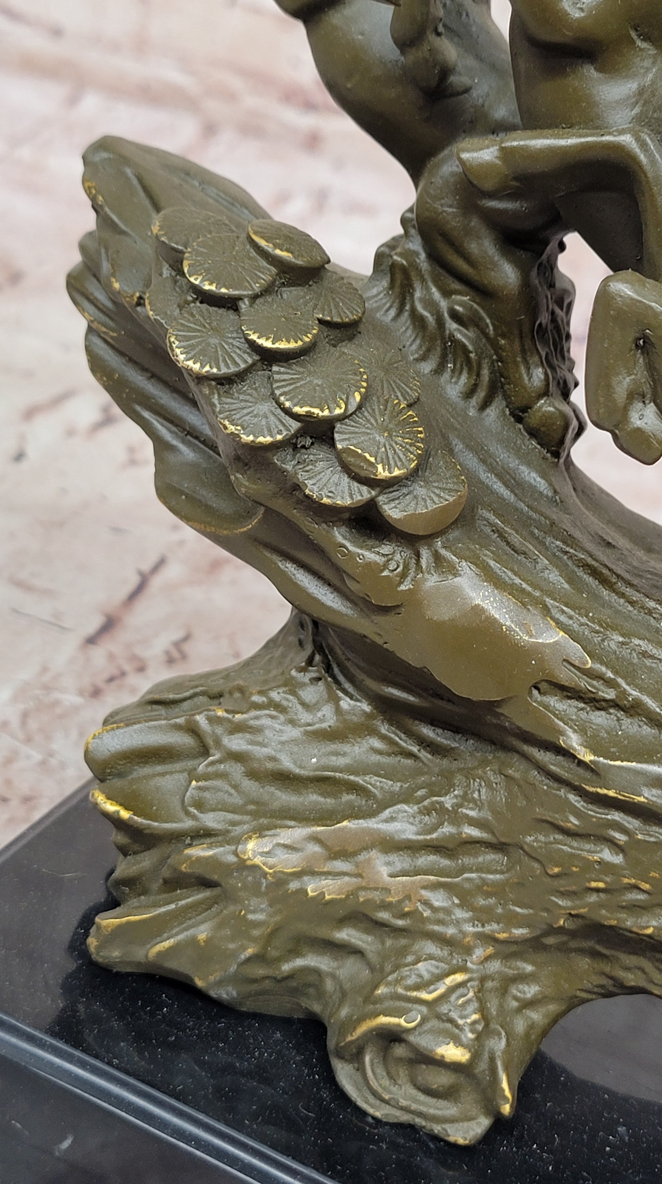 Eight Galloping Horses Bronze Sculpture on Marble Base Signed M. Lopez