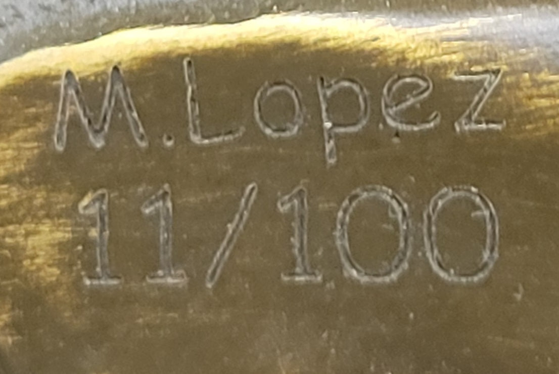 Eight Galloping Horses Bronze Sculpture on Marble Base Signed M. Lopez