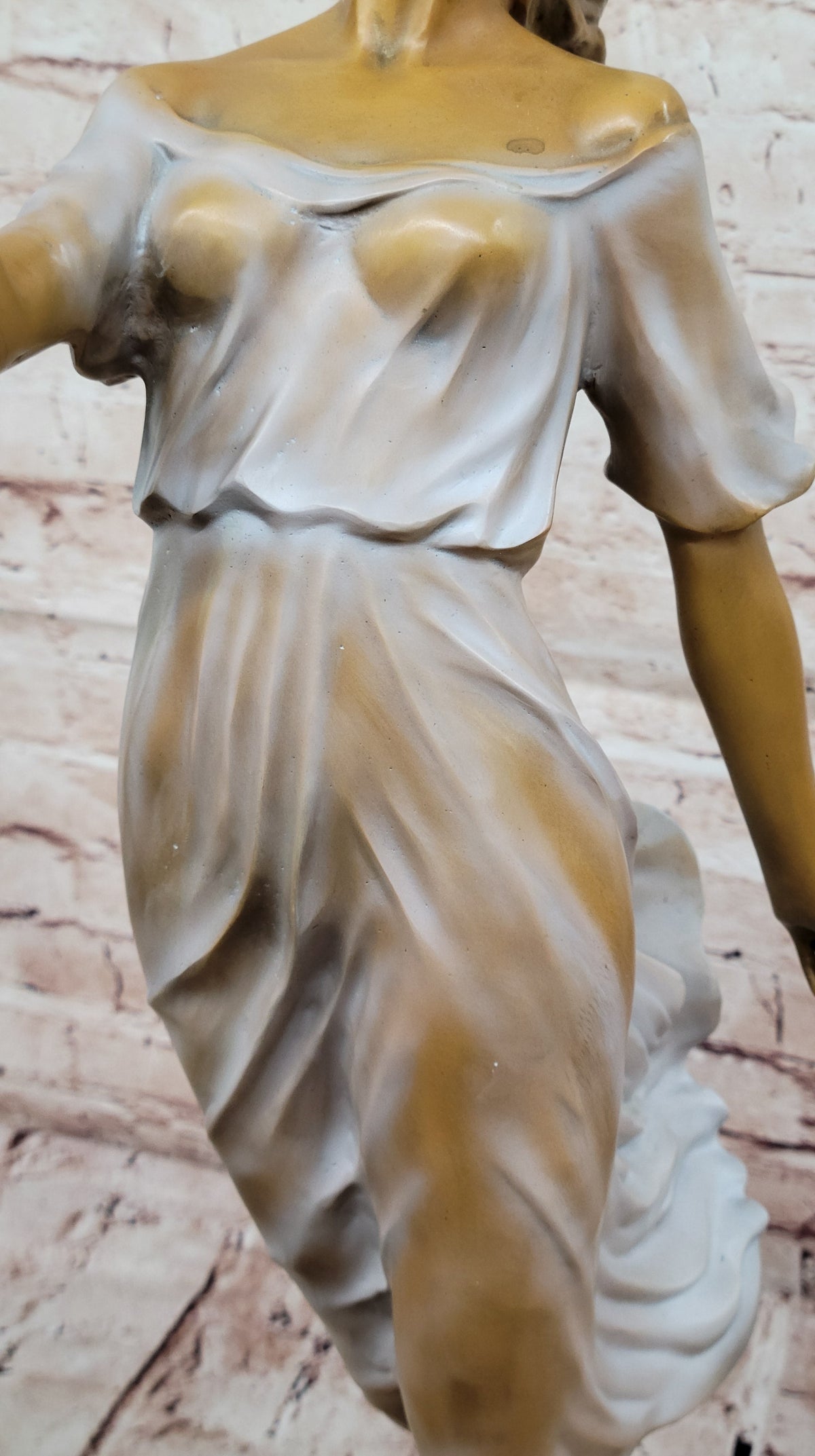 Bronze Woman with Bird Sculpture Statue – Flowing Dress Figurine