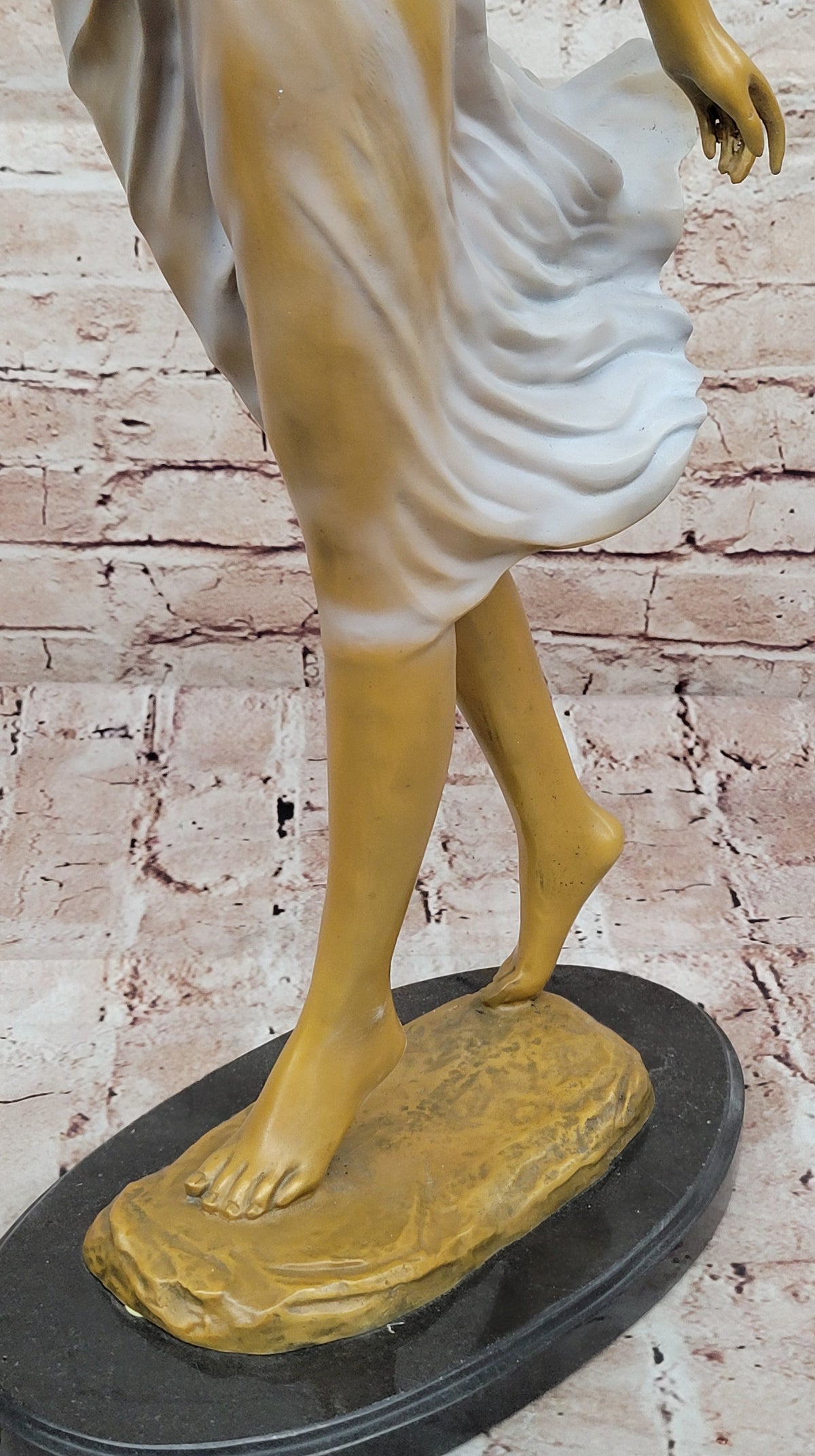 Bronze Woman with Bird Sculpture Statue – Flowing Dress Figurine
