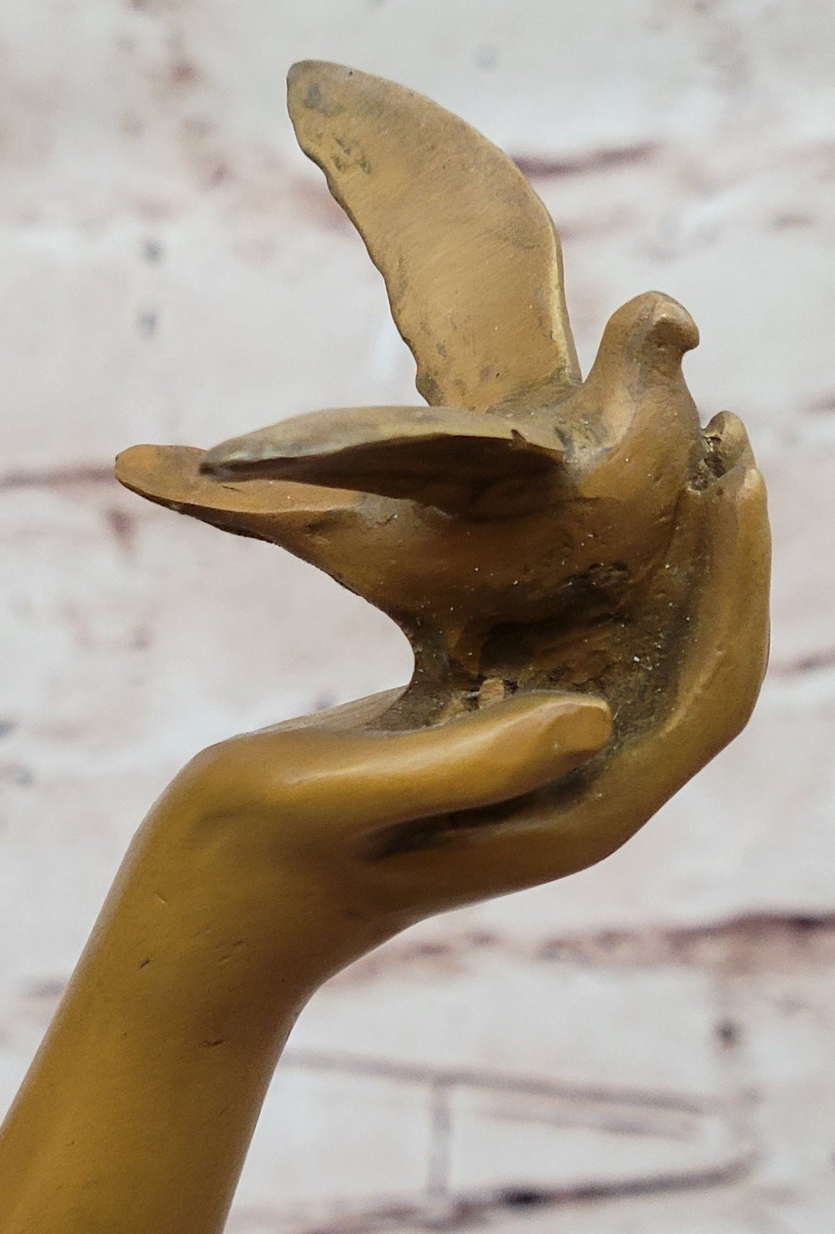 Bronze Woman with Bird Sculpture Statue – Flowing Dress Figurine