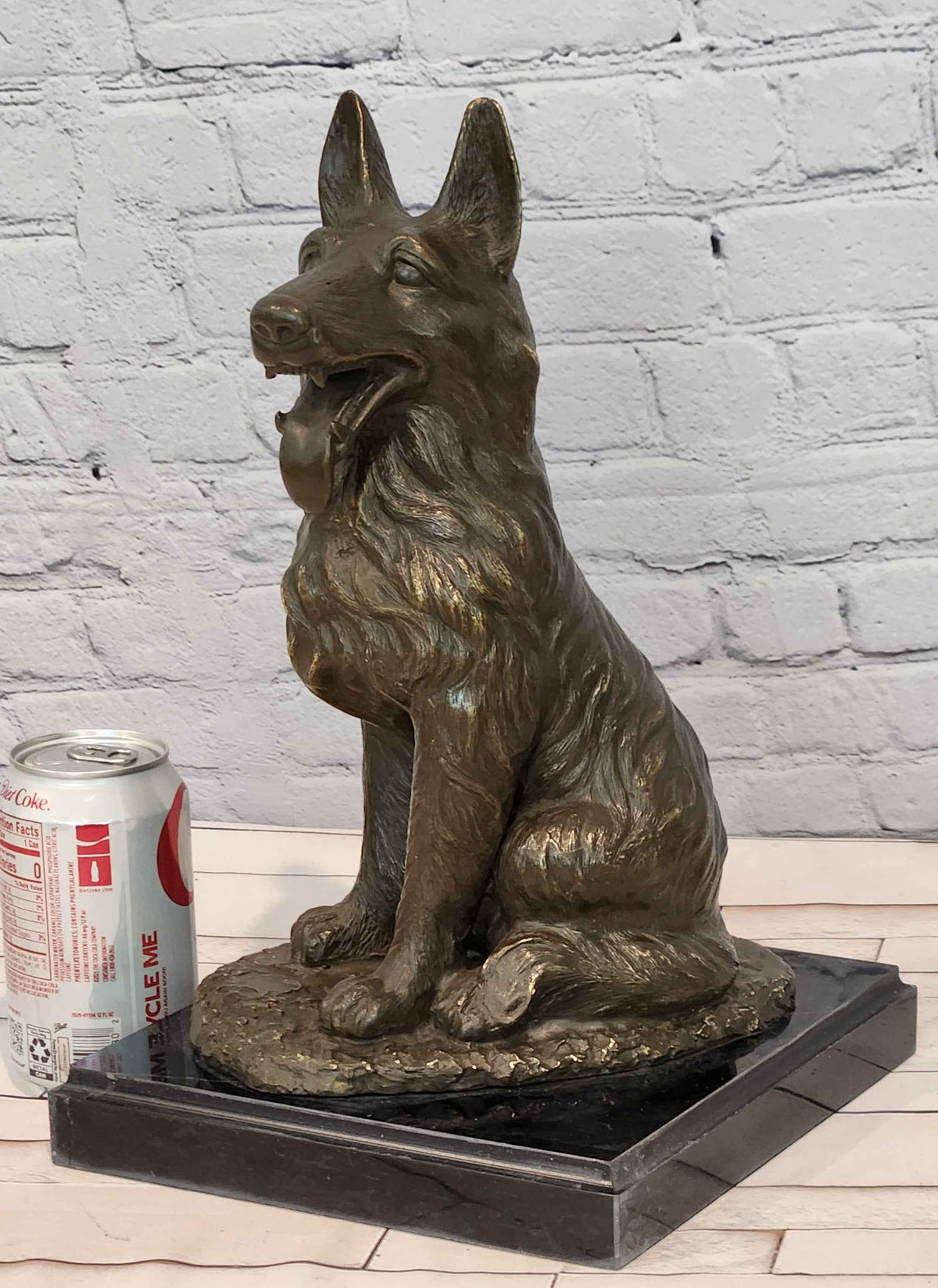 Bronze German Shepherd Dog Sculpture Guard Canine Statue