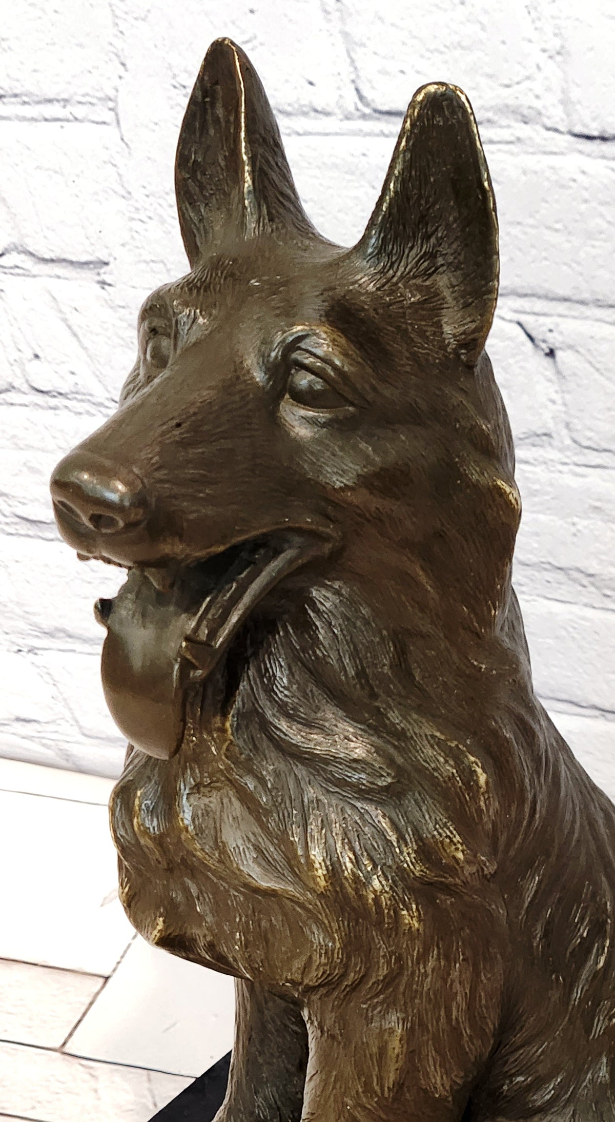 Bronze German Shepherd Dog Sculpture Guard Canine Statue
