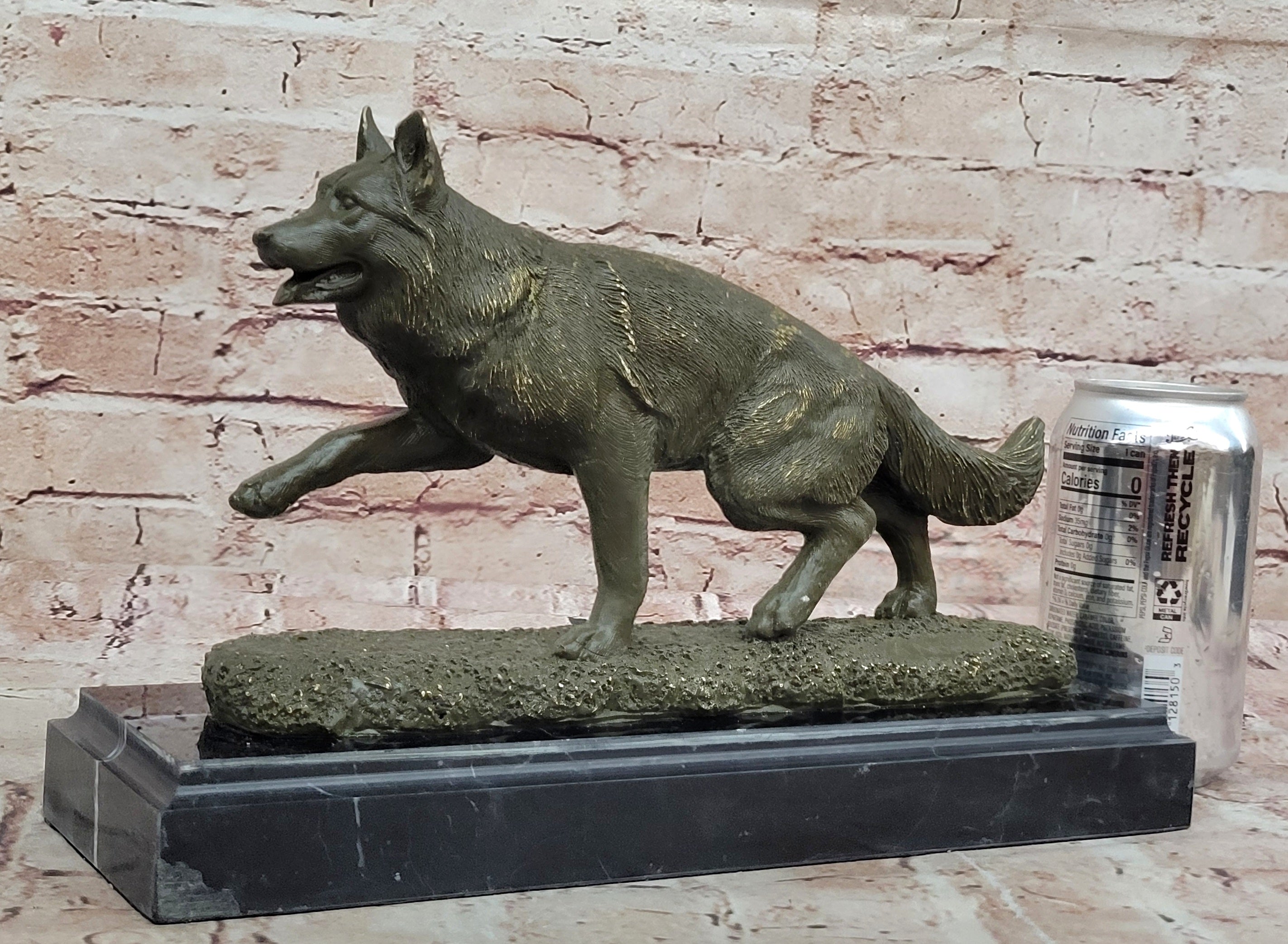 Bronze German Shepherd Statue; Guard Dog Sculpture Decor