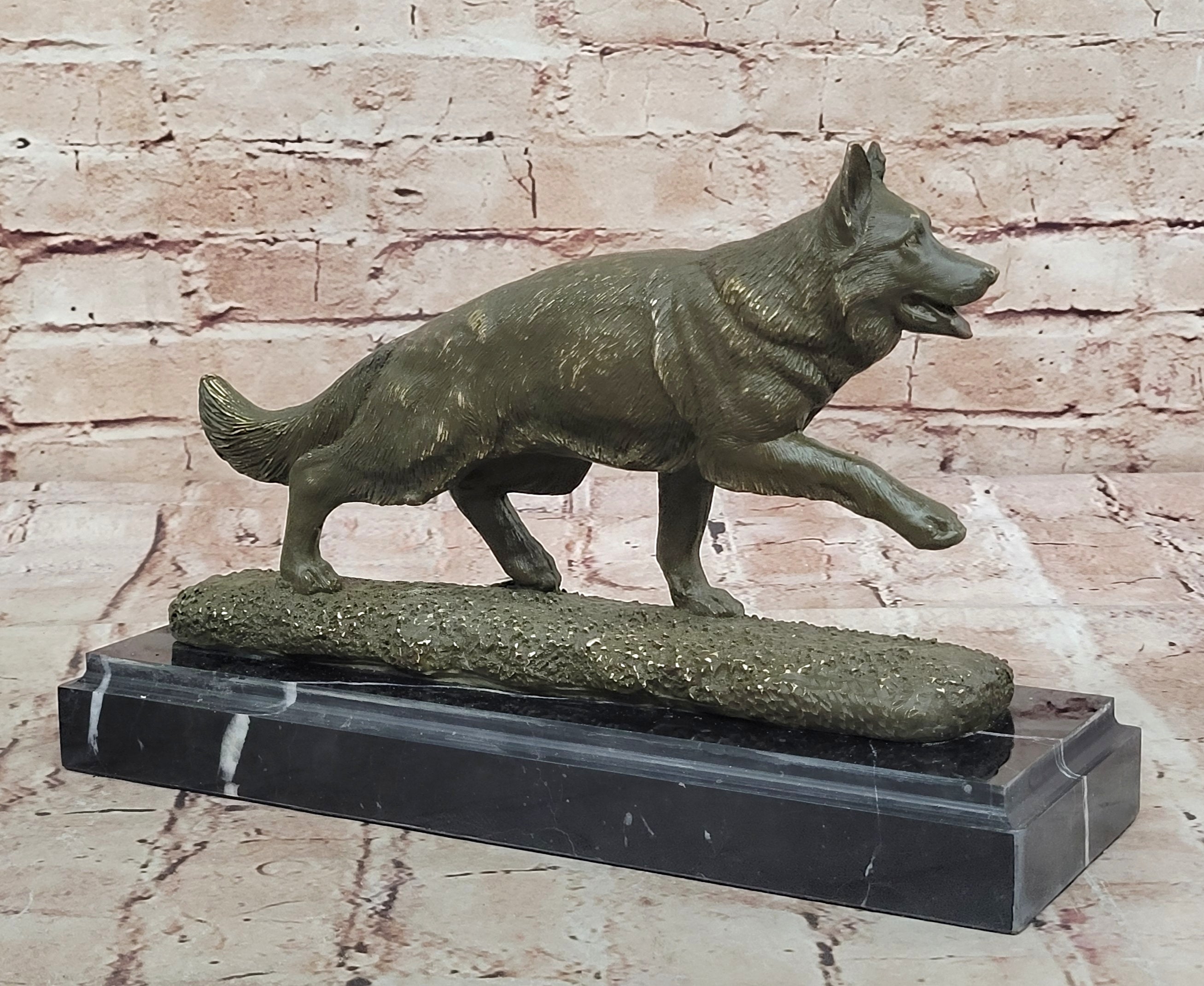 Bronze German Shepherd Statue; Guard Dog Sculpture Decor