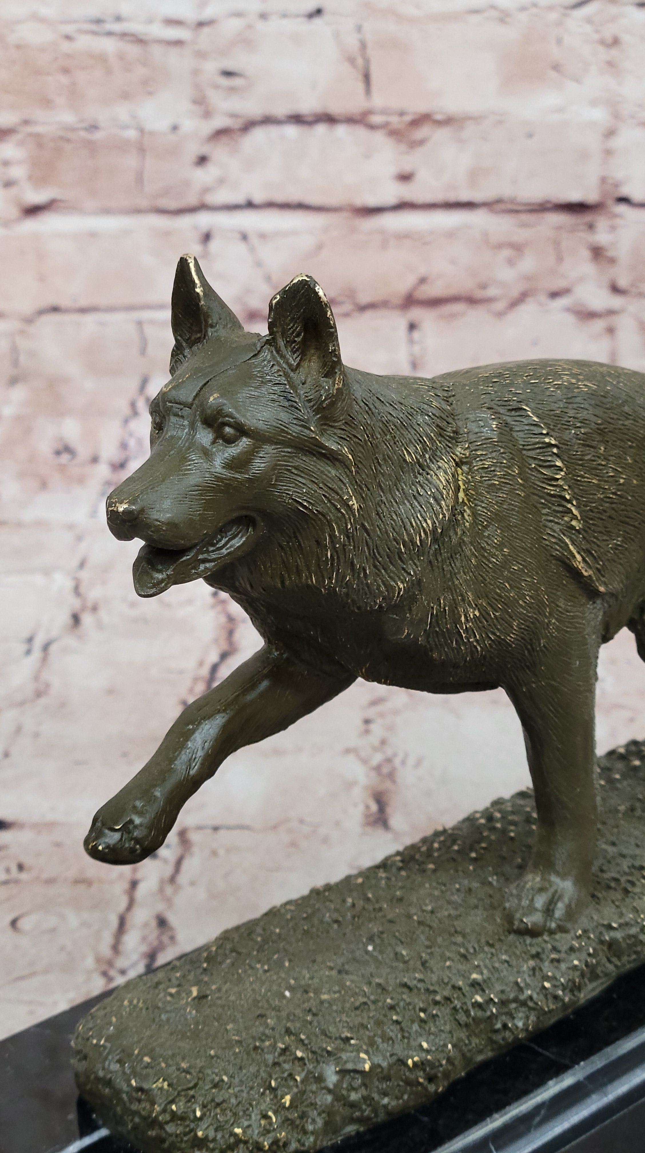 Bronze German Shepherd Statue; Guard Dog Sculpture Decor