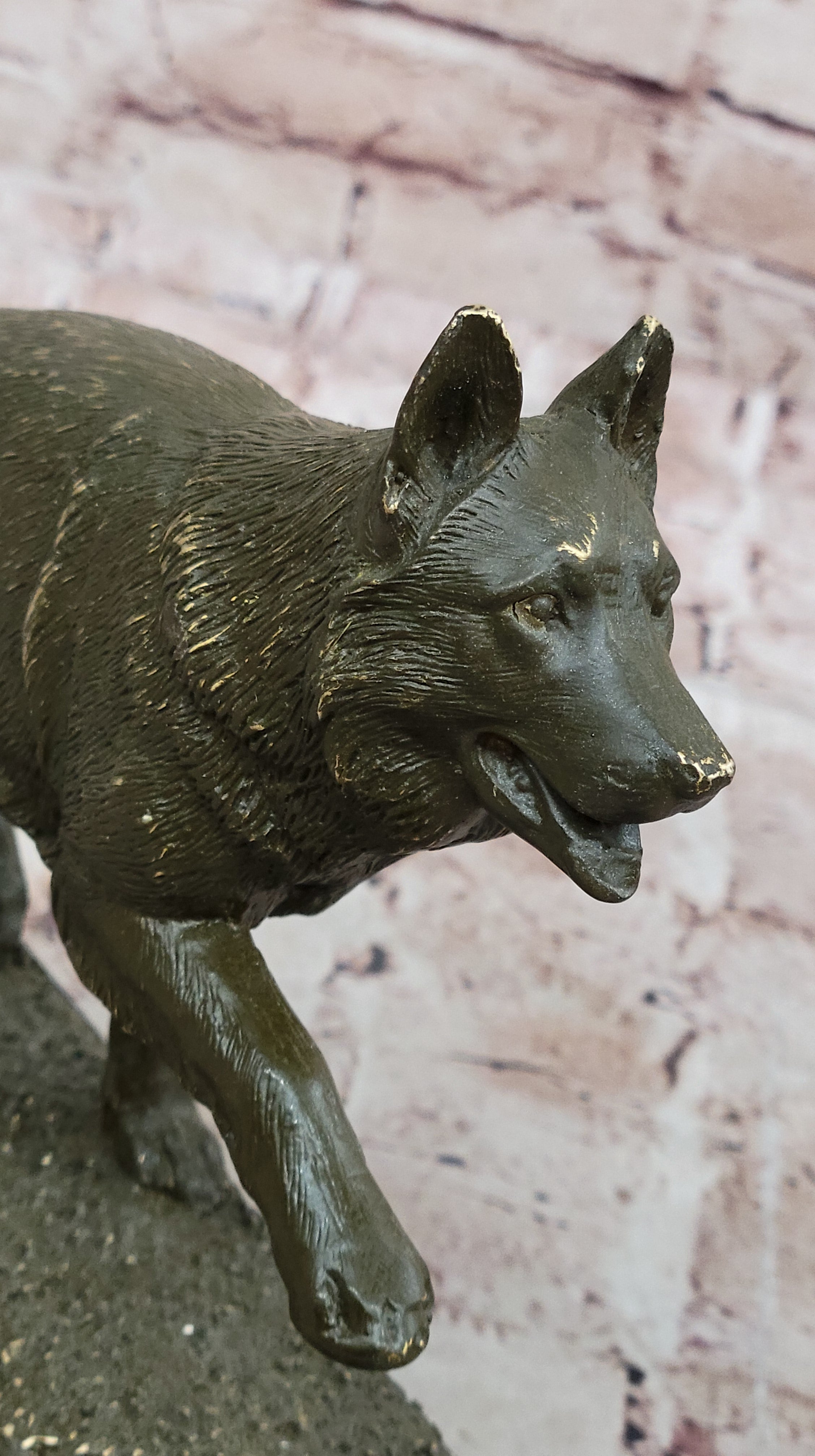 Bronze German Shepherd Statue; Guard Dog Sculpture Decor