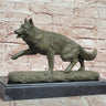 Bronze German Shepherd Statue; Guard Dog Sculpture Decor
