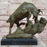 Bull and Bear Bronze Sculpture - Financial Market Symbol Animal Art