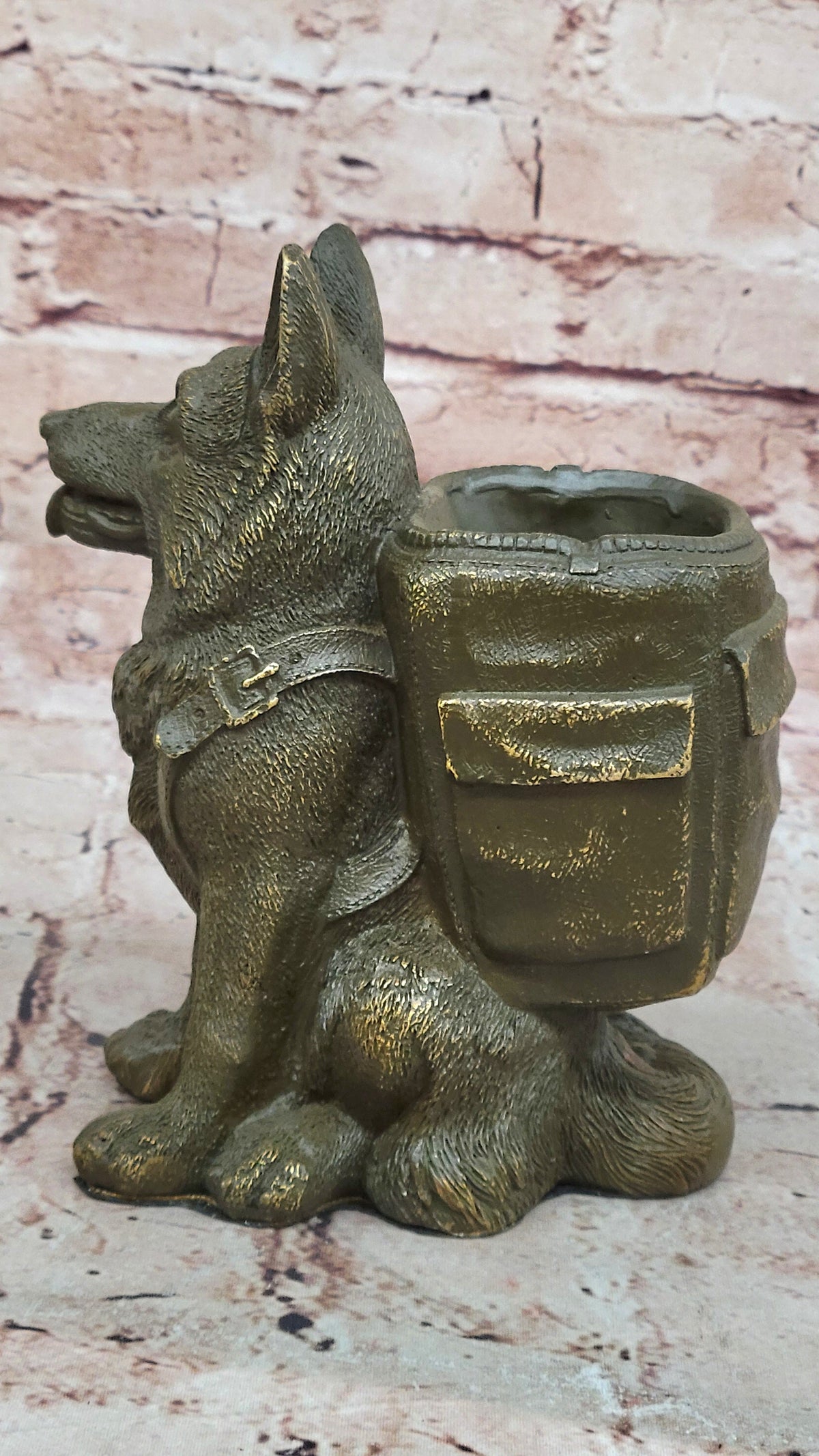 German Shepherd with Backpack Bronze Sculpture - Working Dog Canine Art