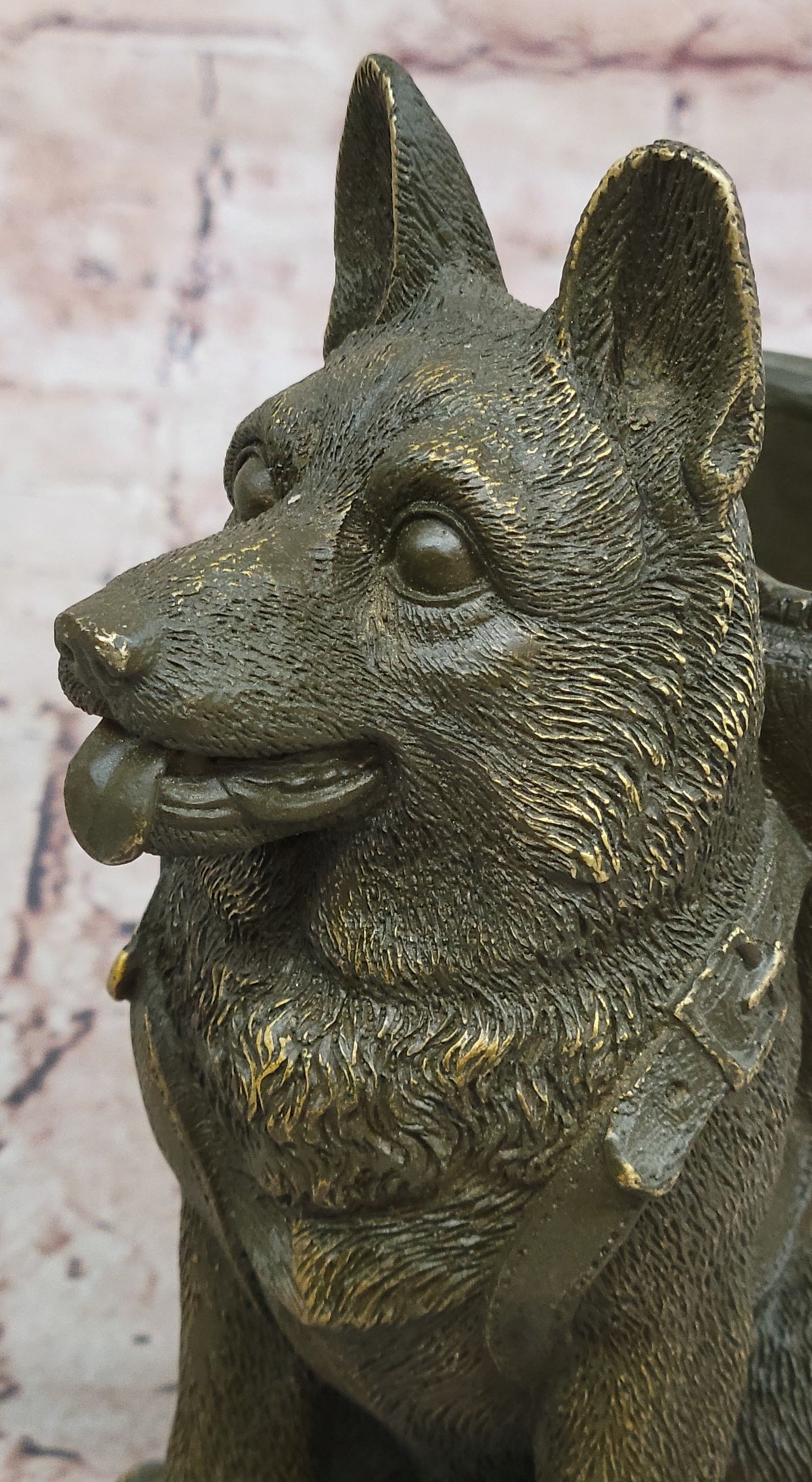 German Shepherd with Backpack Bronze Sculpture - Working Dog Canine Art