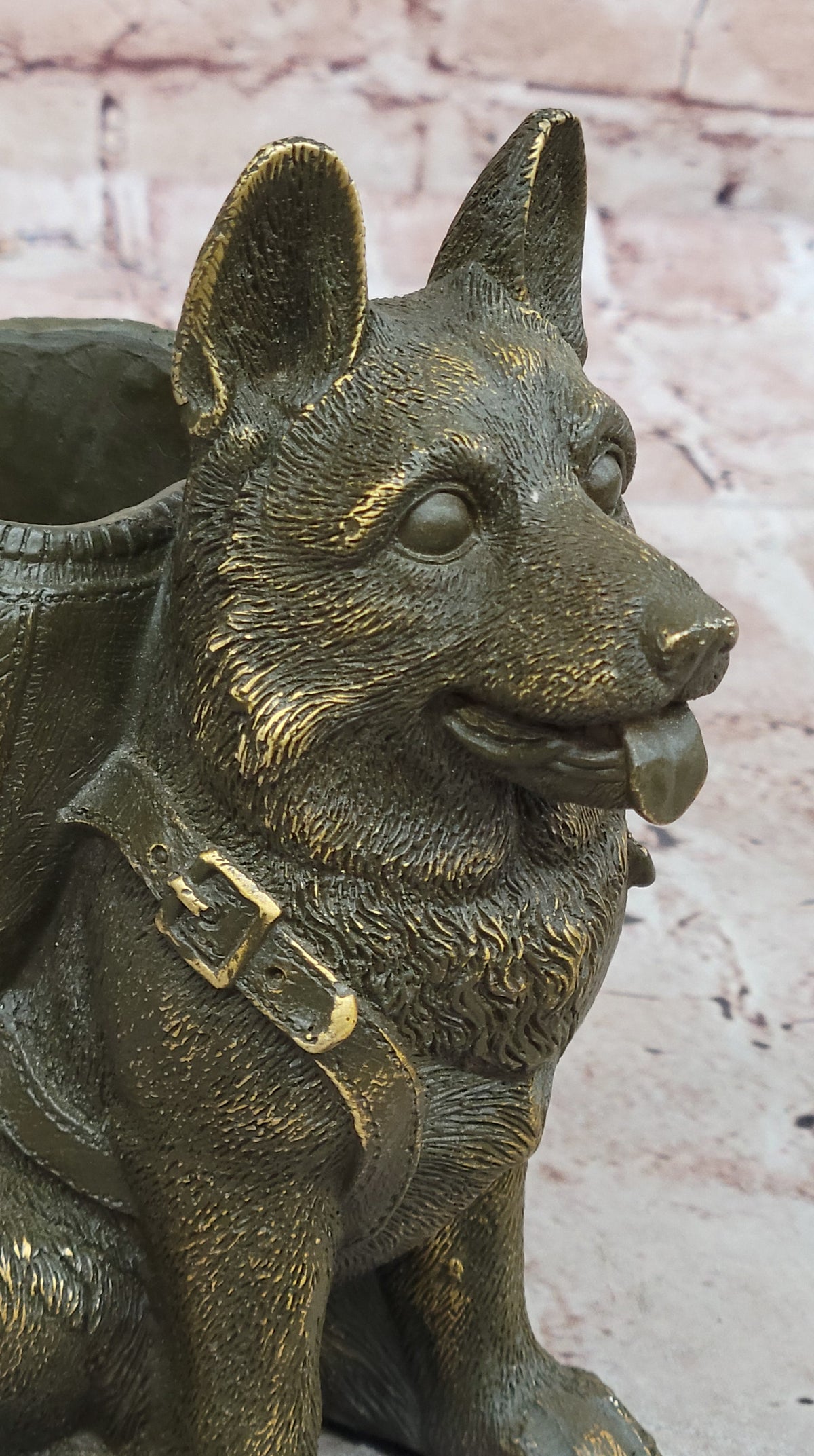 German Shepherd with Backpack Bronze Sculpture - Working Dog Canine Art