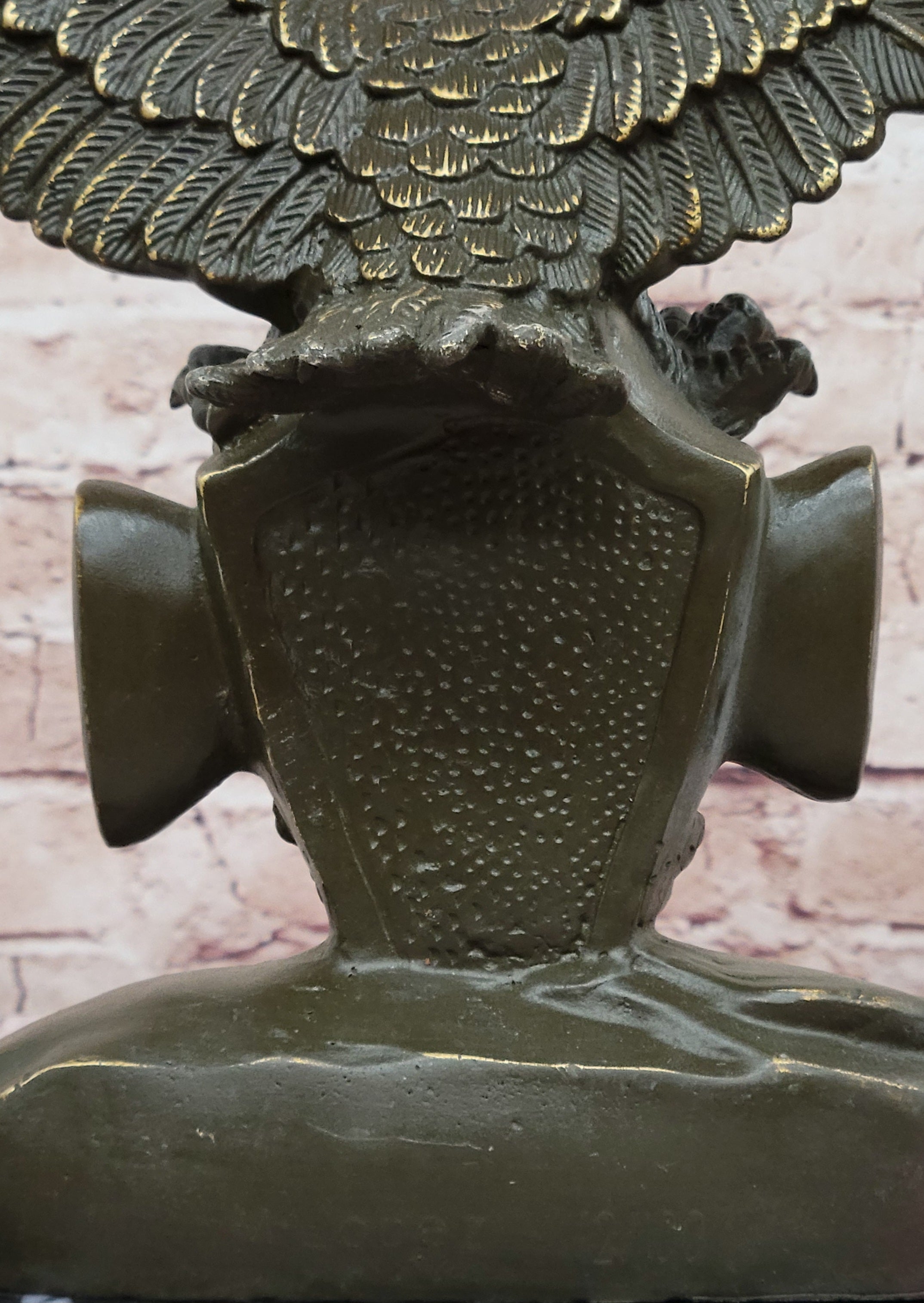 Bronze Eagle and Handshake Statue; Patriotic American Unity Sculpture