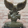 Bronze Eagle and Handshake Statue; Patriotic American Unity Sculpture