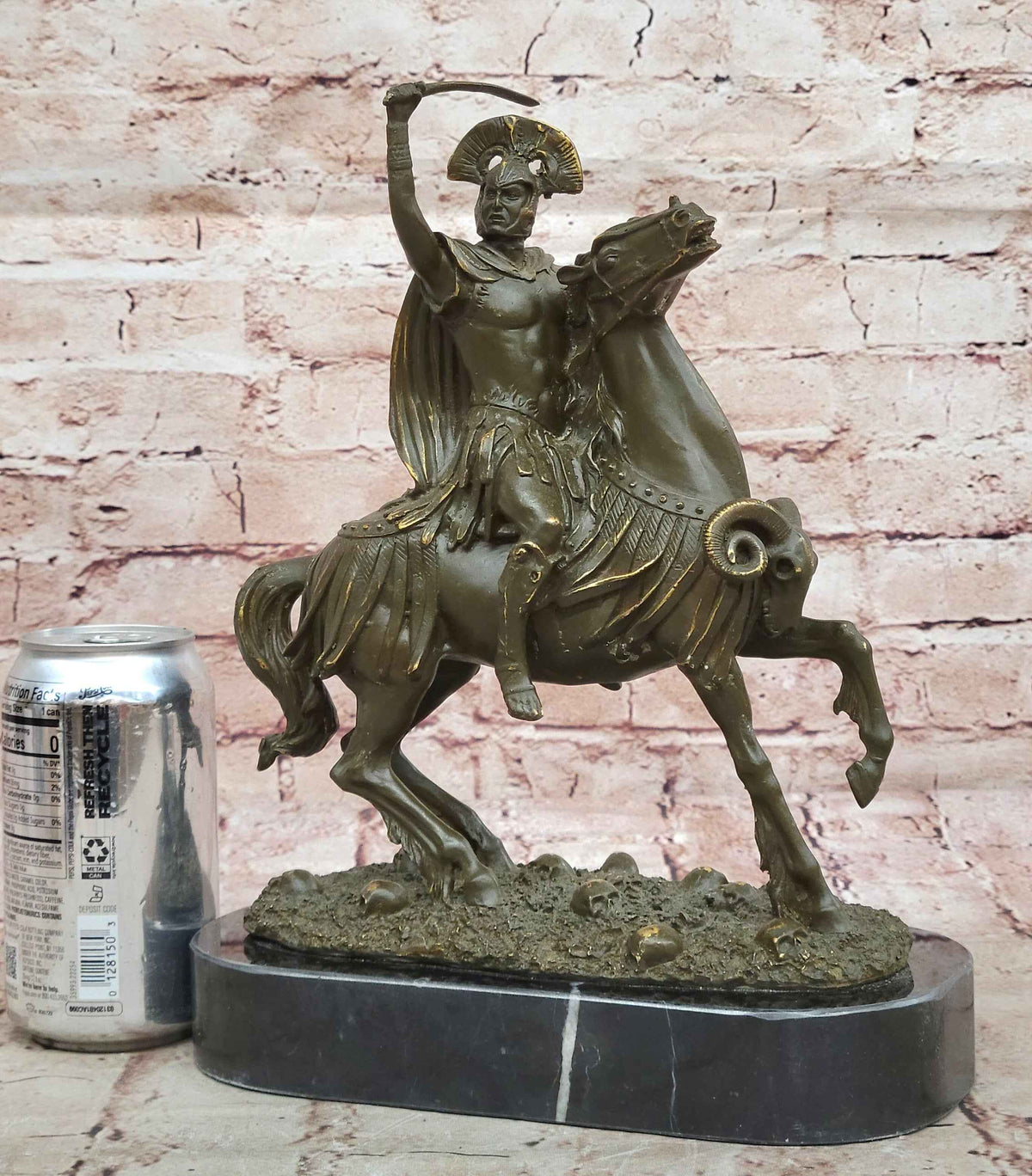 Roman Cavalry Centurion Solider on Horseback - Bronze Sculpture by Kamiko