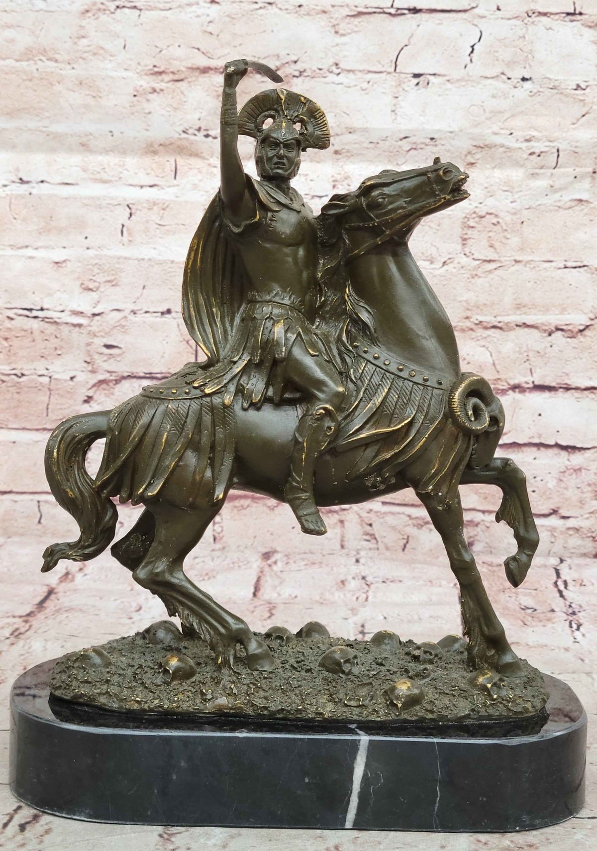 Roman Cavalry Centurion Solider on Horseback - Bronze Sculpture by Kamiko