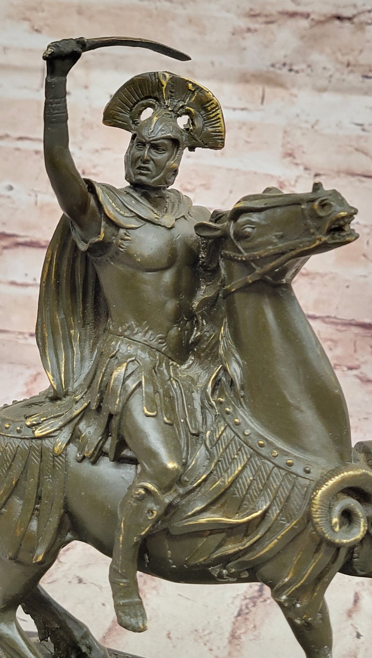 Roman Cavalry Centurion Solider on Horseback - Bronze Sculpture by Kamiko