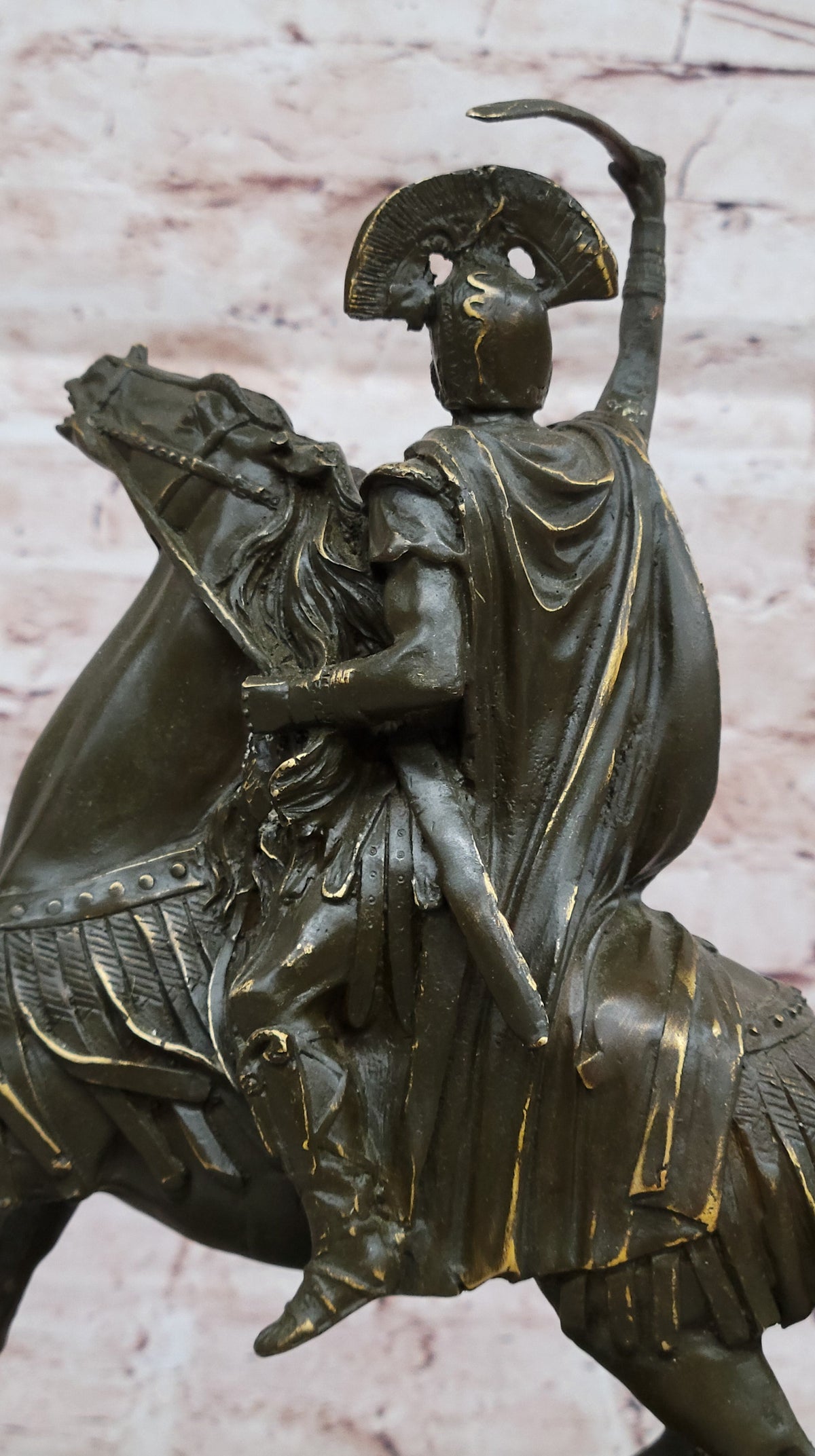 Roman Cavalry Centurion Solider on Horseback - Bronze Sculpture by Kamiko