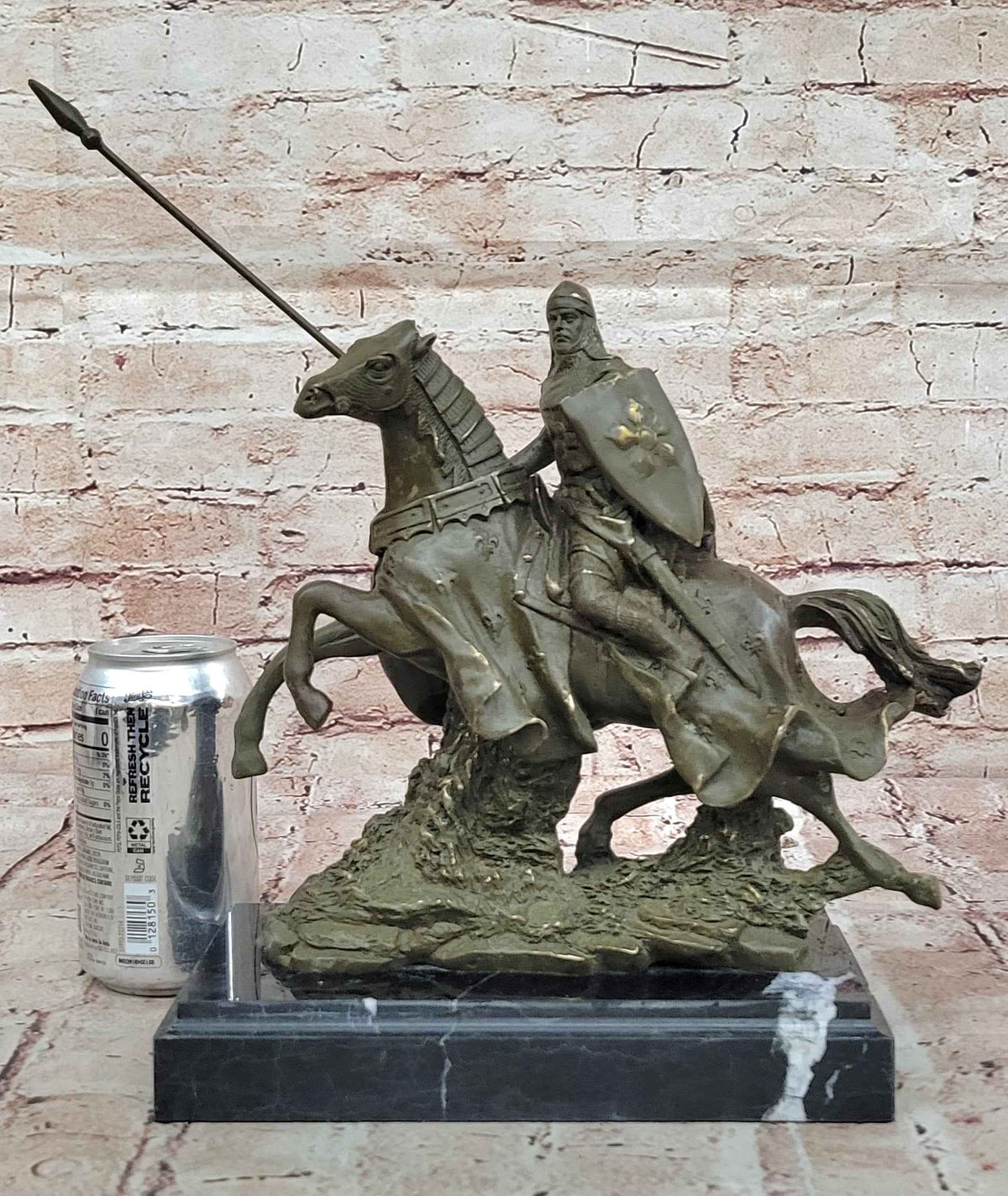 Medieval Knight on Horseback Bronze Statue – Warrior Figurine