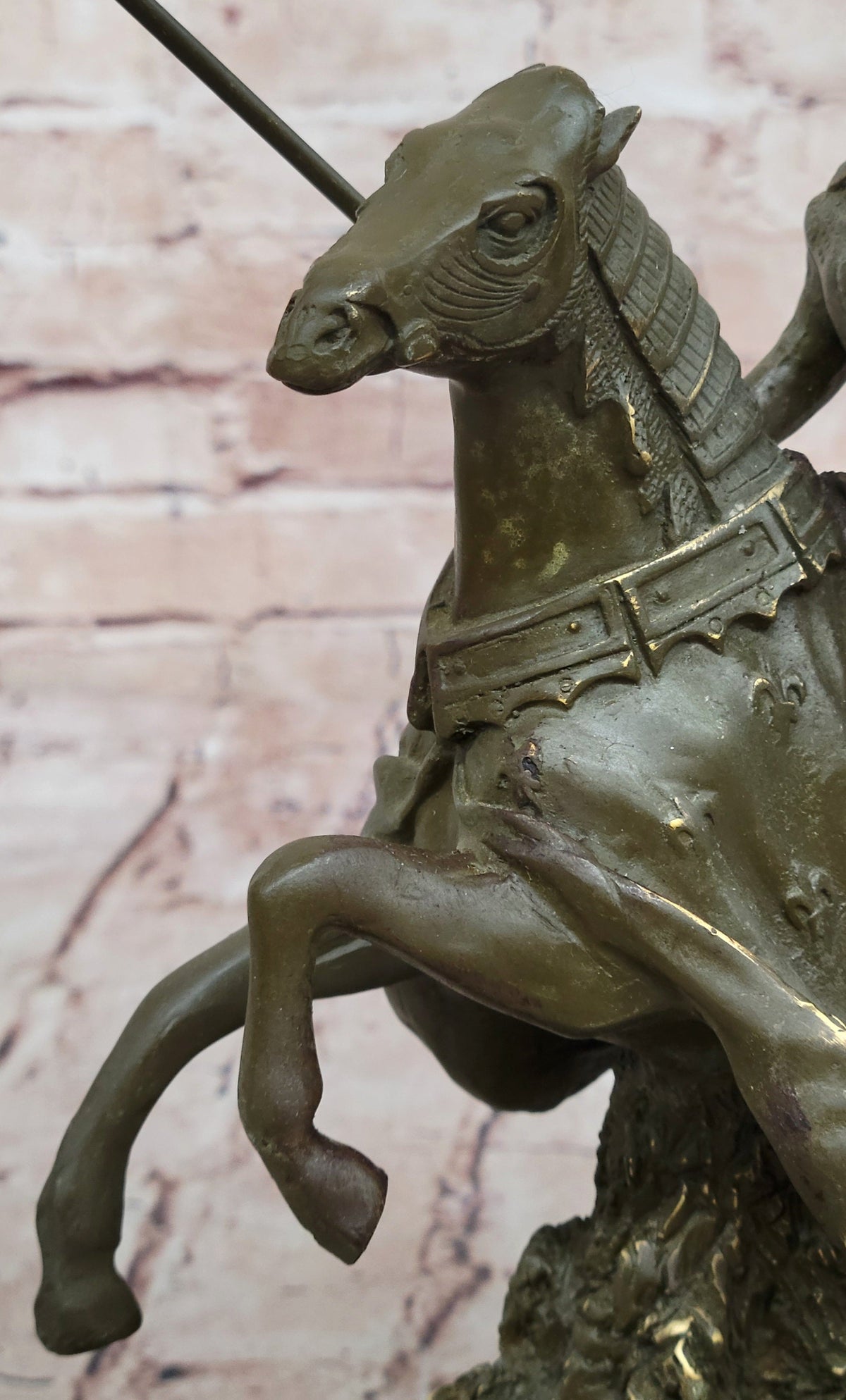 Medieval Knight on Horseback Bronze Statue – Warrior Figurine