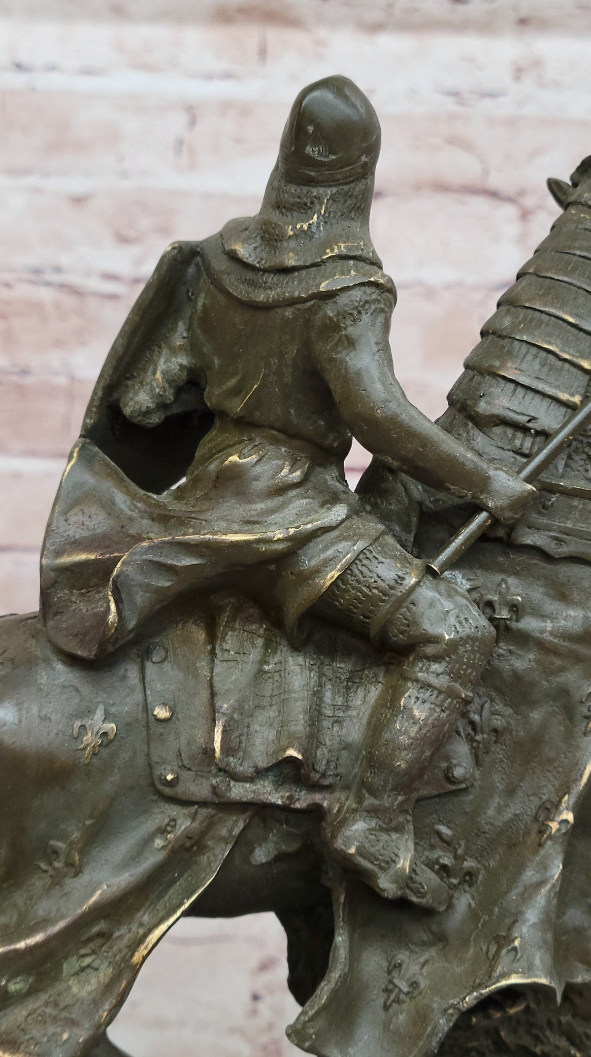 Medieval Knight on Horseback Bronze Statue – Warrior Figurine
