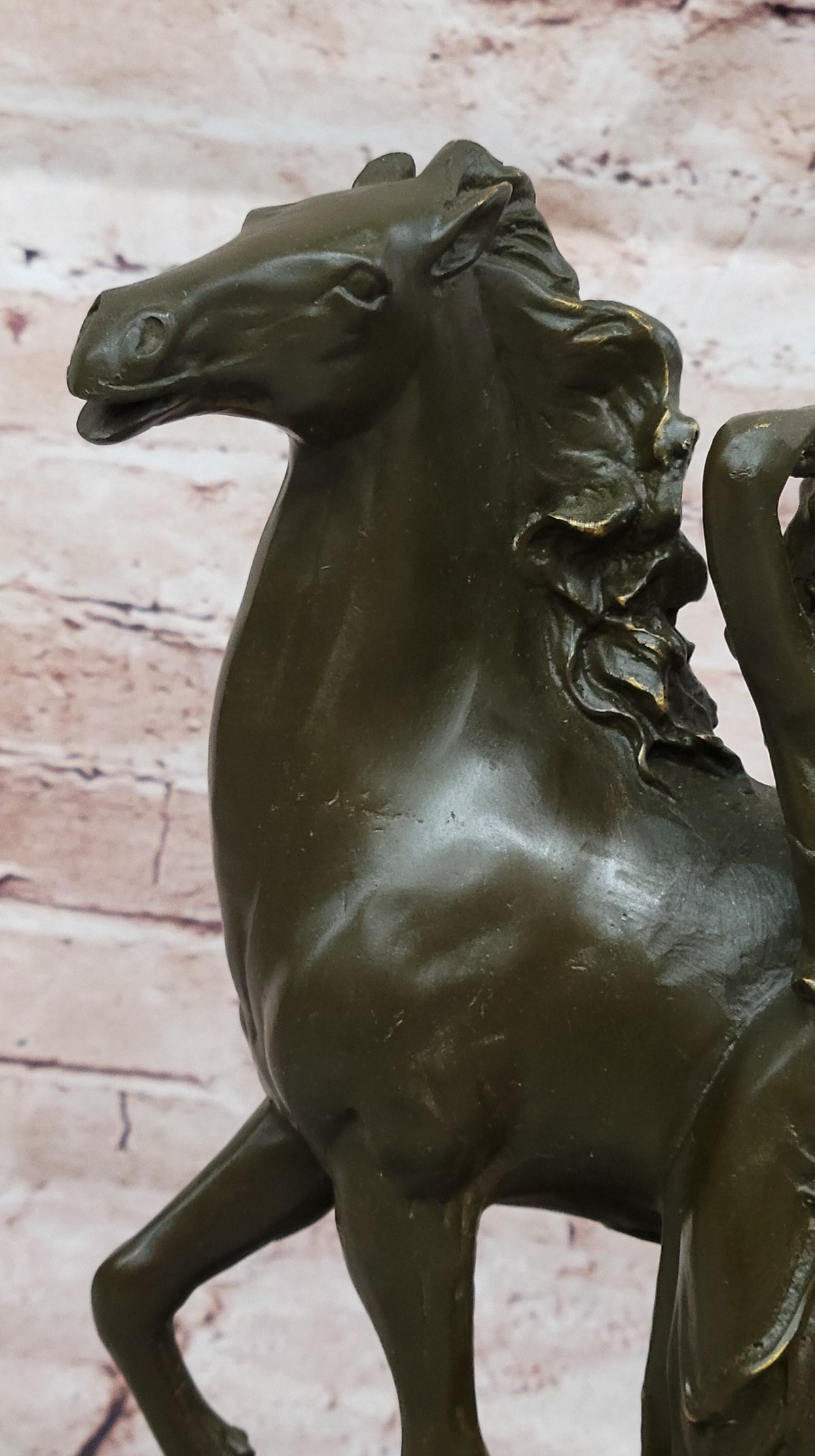 Art Nouveau Style Bronze Woman and Horse – Decorative Sculpture on Marble