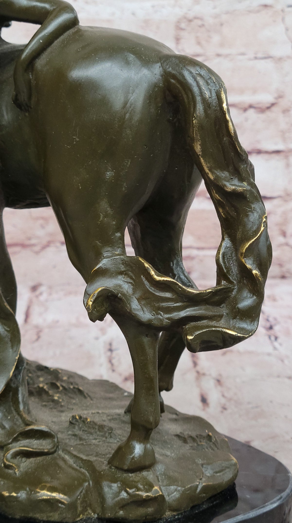 Art Nouveau Style Bronze Woman and Horse – Decorative Sculpture on Marble