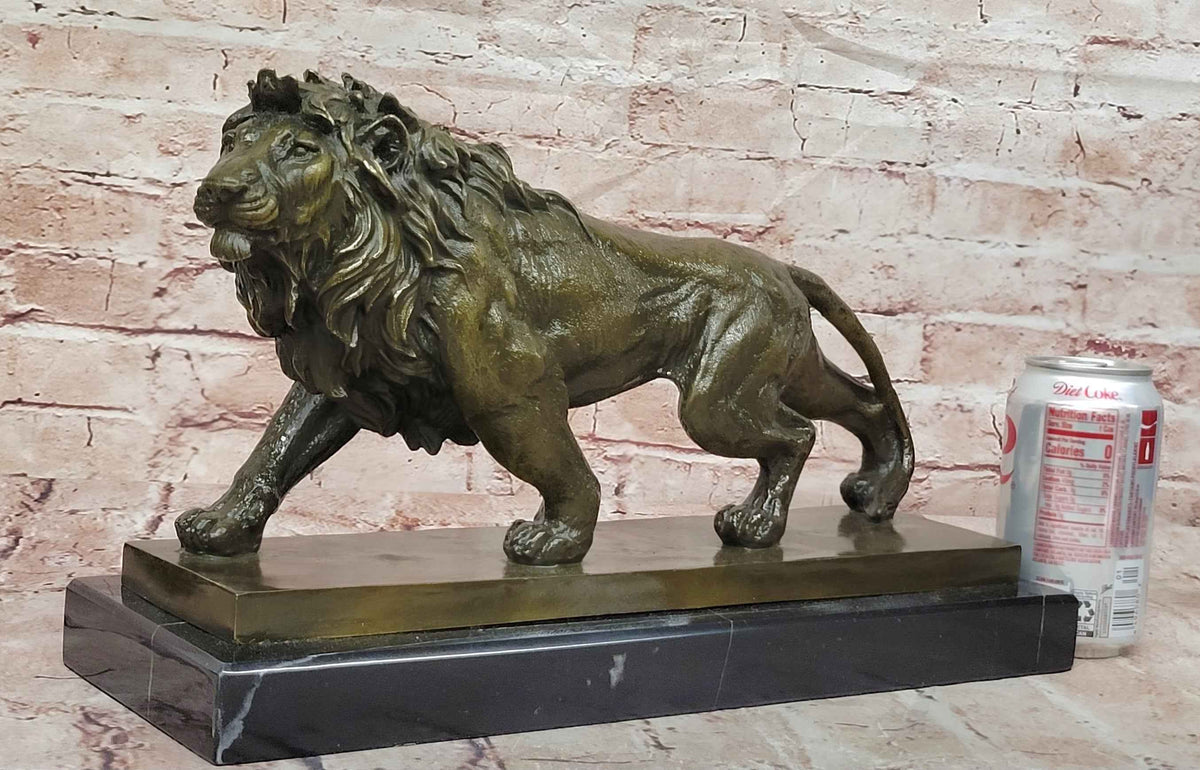 Bronze Lion Statue Regal Big Cat Fine Art Sculpture