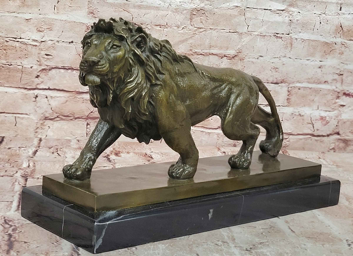 Bronze Lion Statue Regal Big Cat Fine Art Sculpture