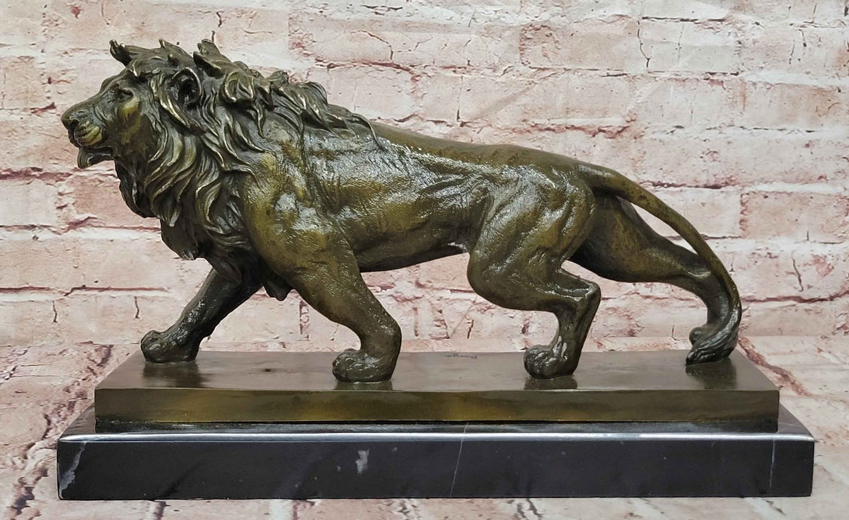 Bronze Lion Statue Regal Big Cat Fine Art Sculpture
