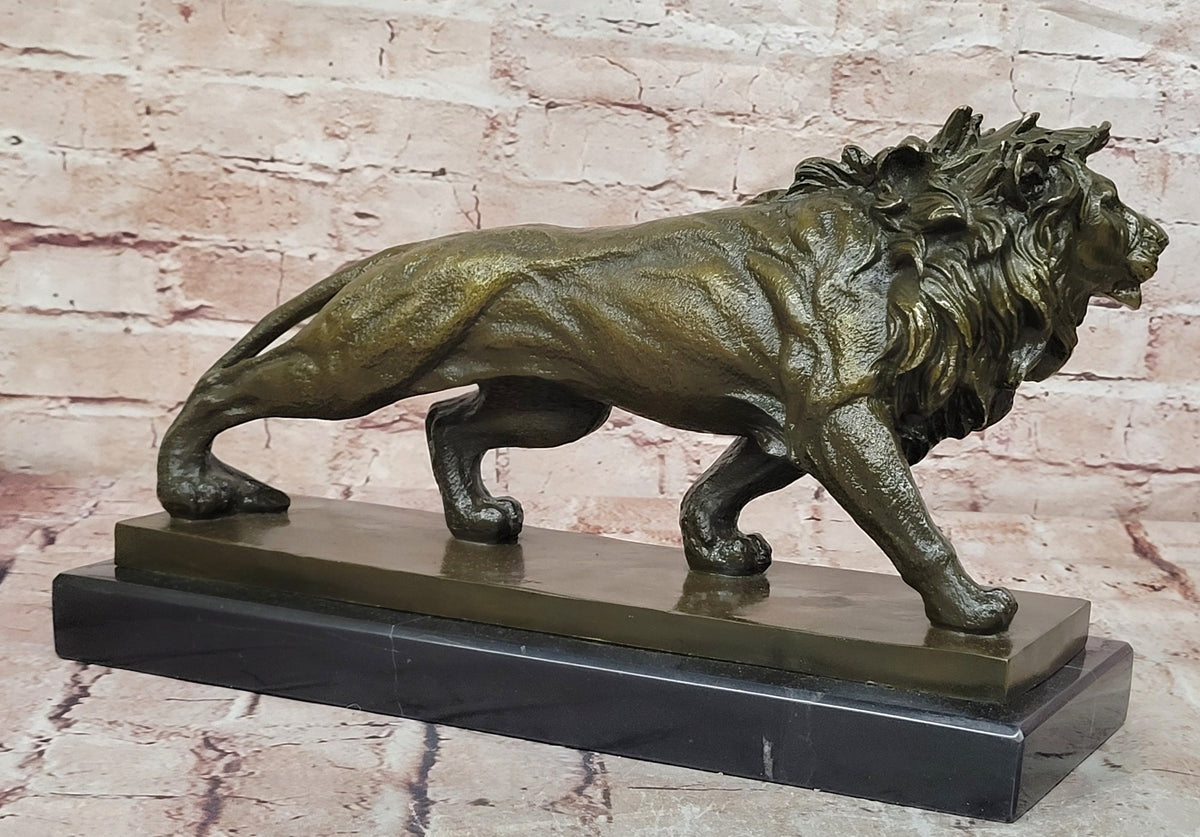 Bronze Lion Statue Regal Big Cat Fine Art Sculpture