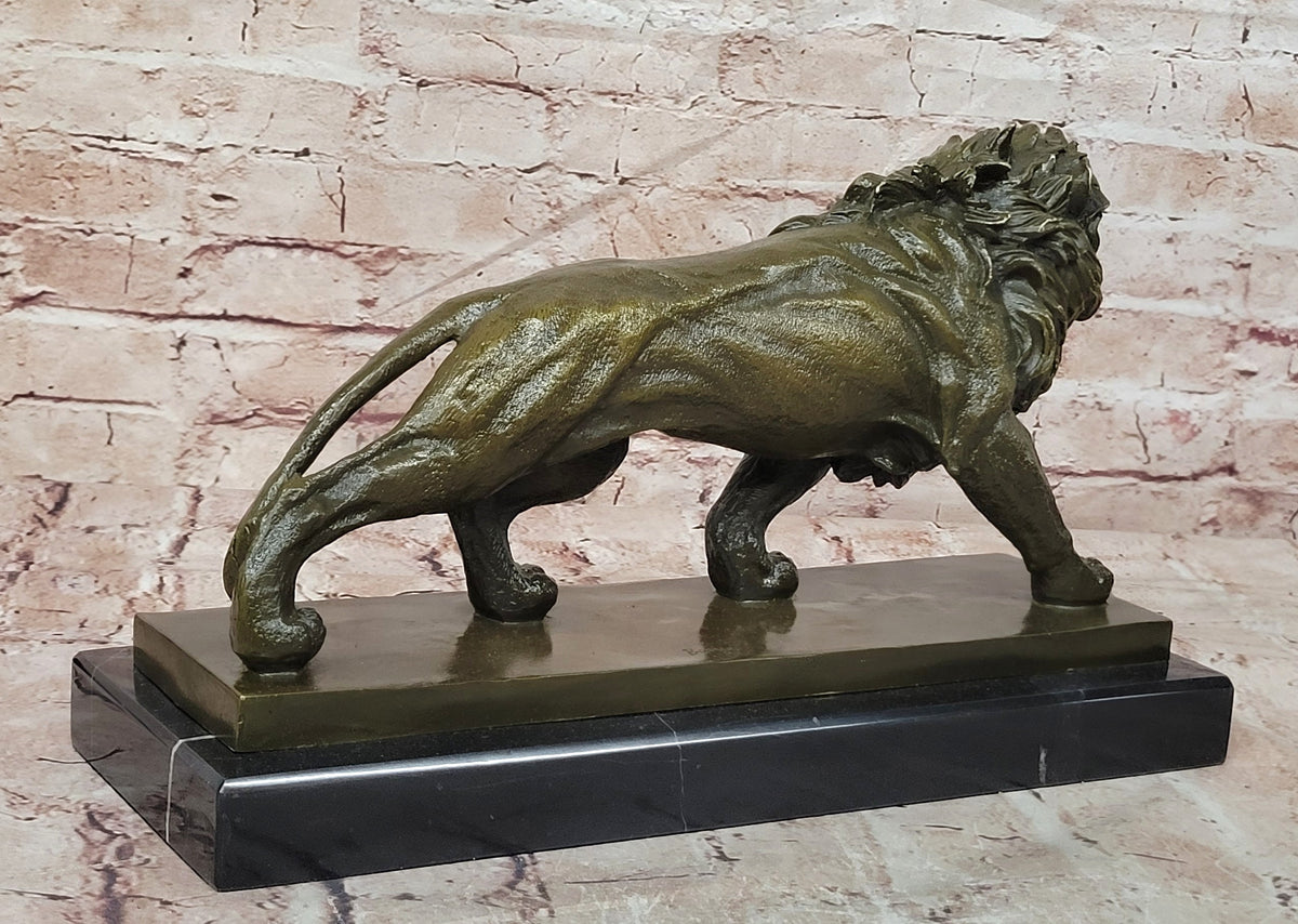 Bronze Lion Statue Regal Big Cat Fine Art Sculpture