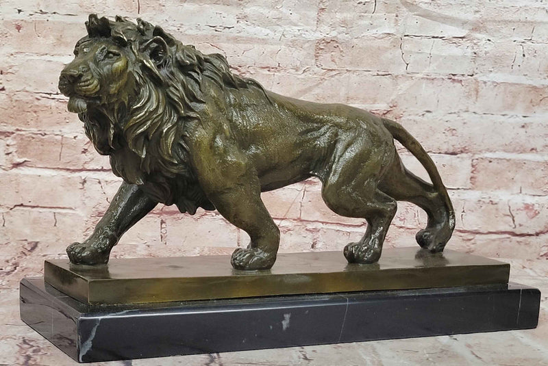 Bronze Lion Statue Regal Big Cat Fine Art Sculpture