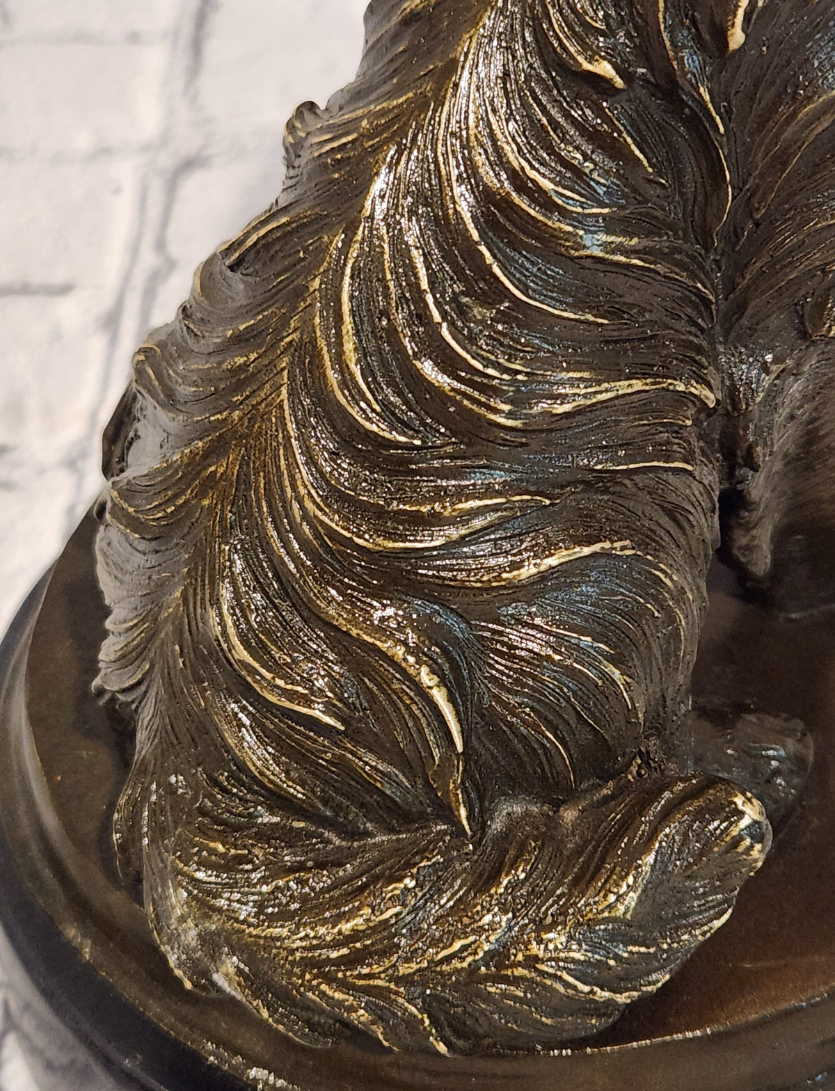 Bronze Dog Sculpture Collie Statue Realistic Animal Figure