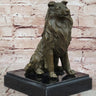 Bronze Collie Dog Statue; Loyal Companion Figurine