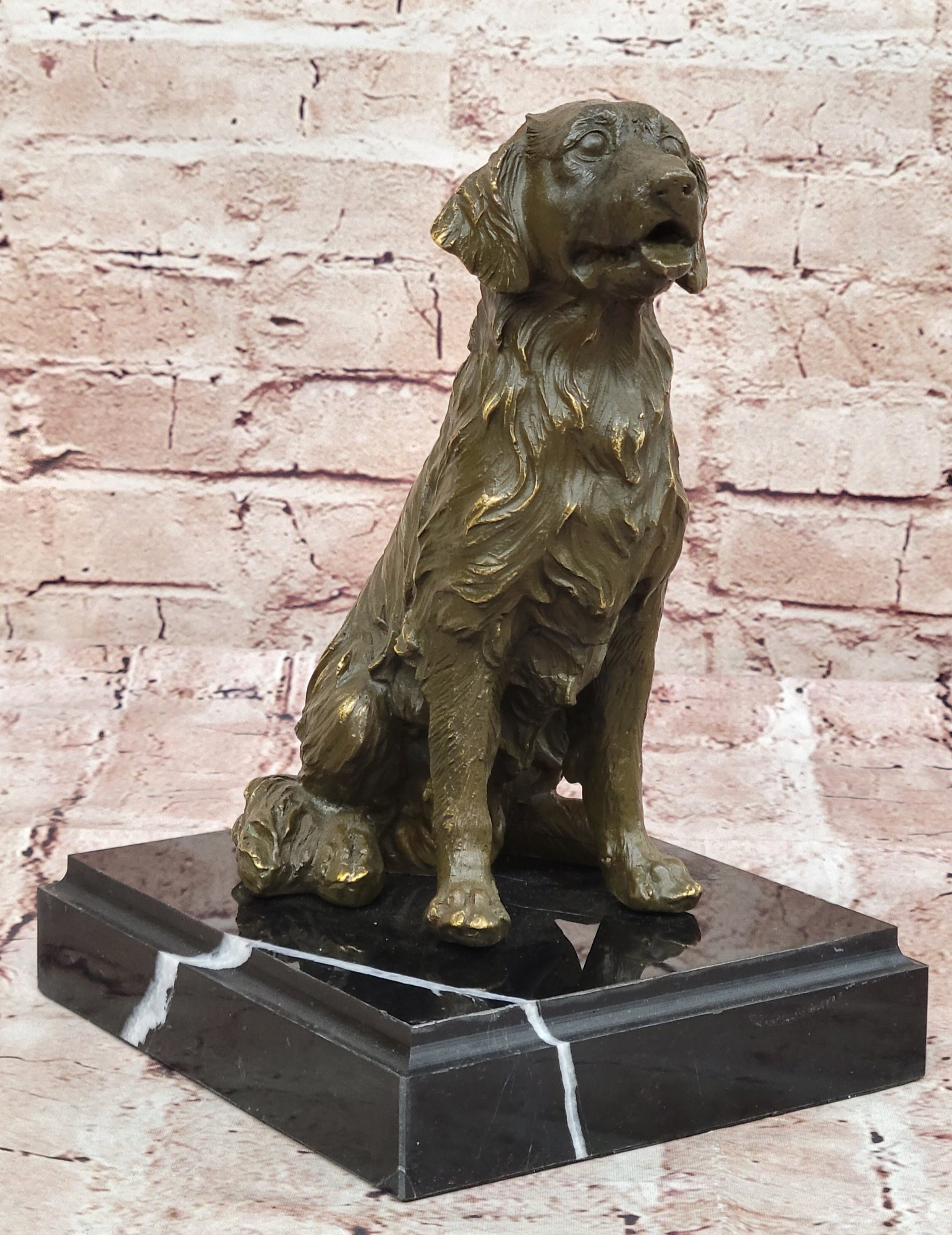 Sitting Retriever Bronze Sculpture - Golden Retriever Labrador Dog Art