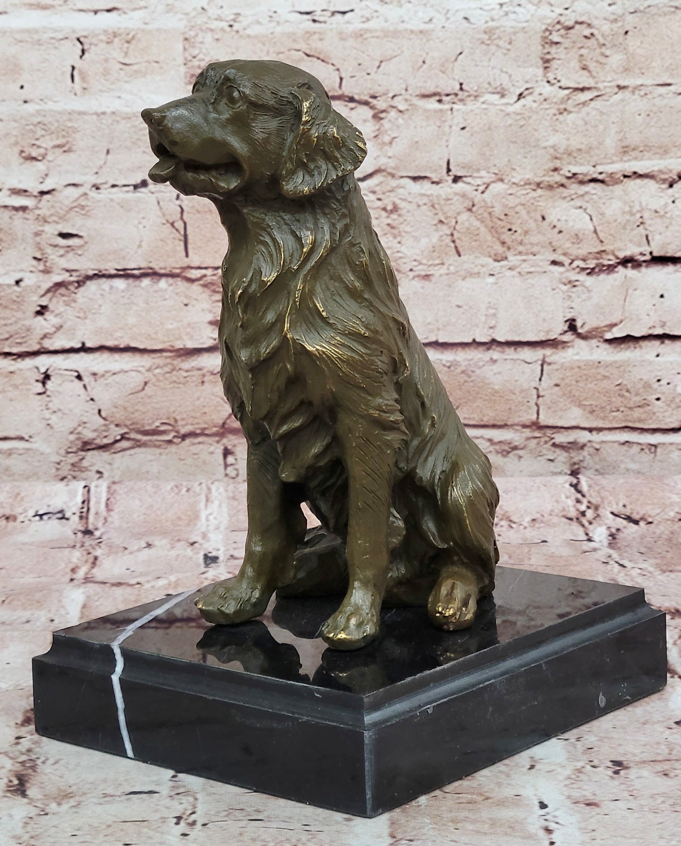 Sitting Retriever Bronze Sculpture - Golden Retriever Labrador Dog Art