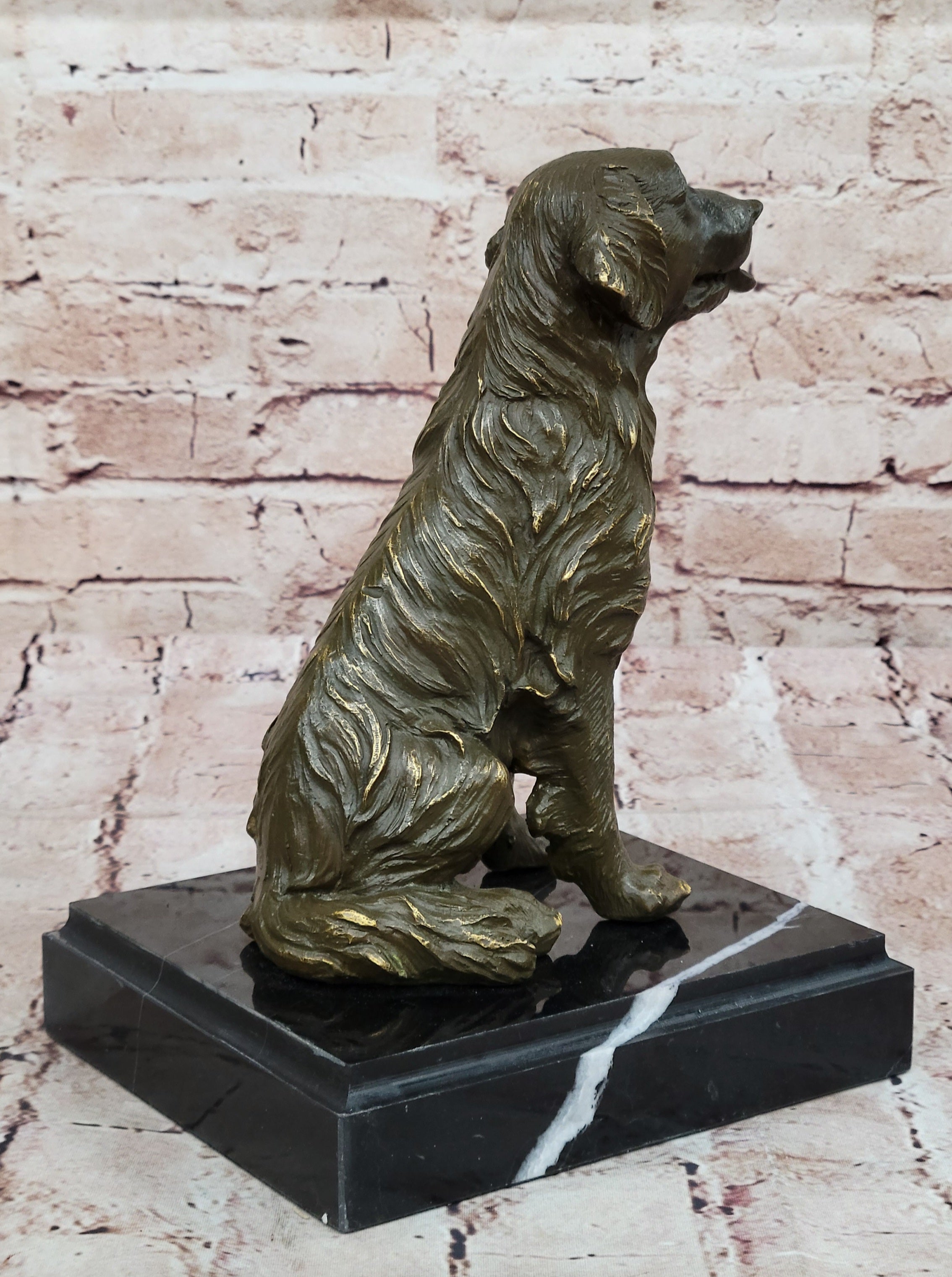 Sitting Retriever Bronze Sculpture - Golden Retriever Labrador Dog Art